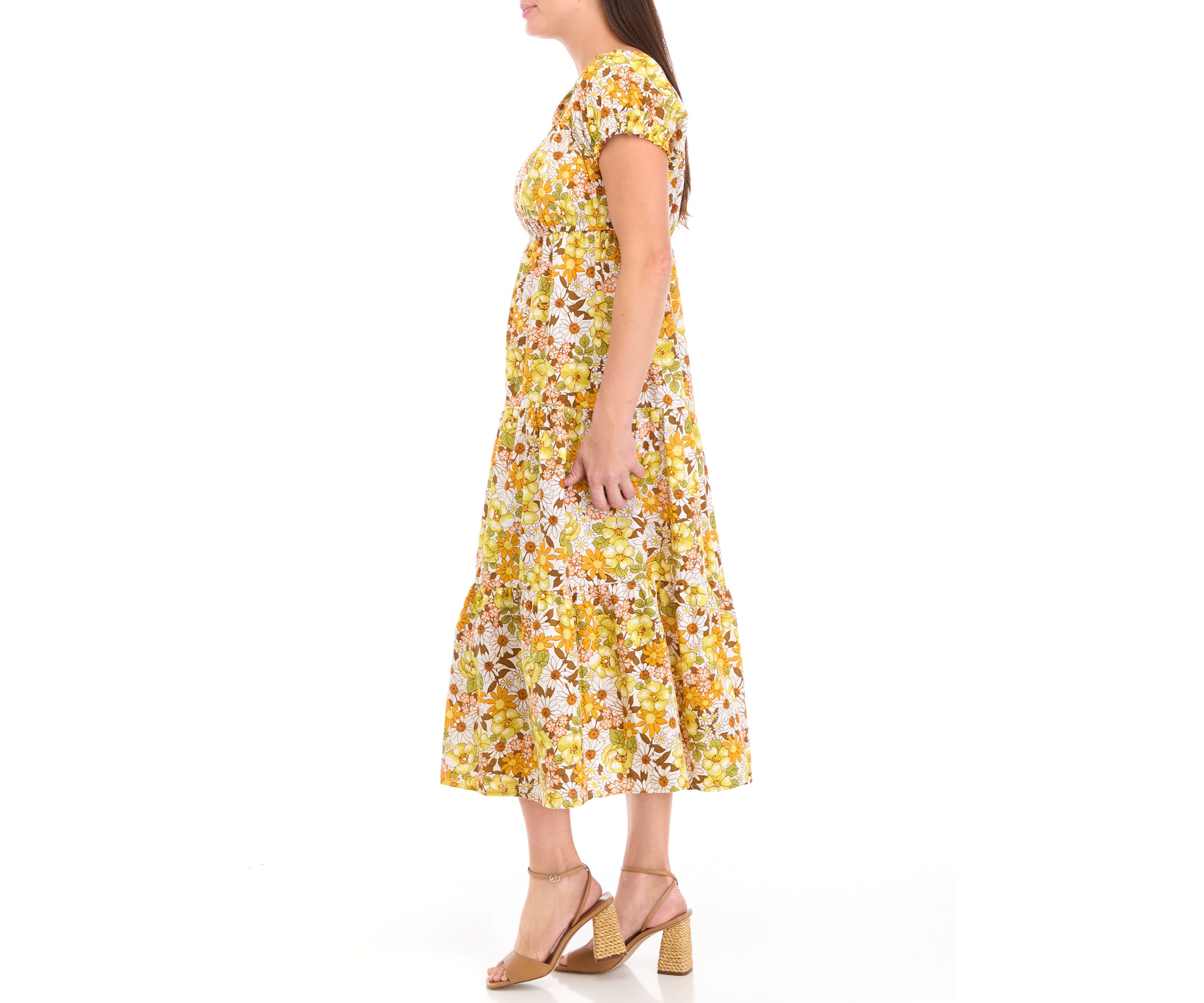 Womens Floral Print Fit and Flare Dress