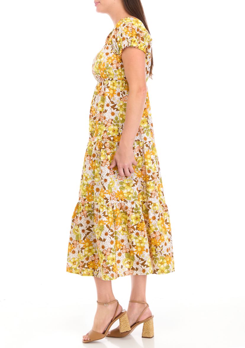 Womens Floral Print Fit and Flare Dress