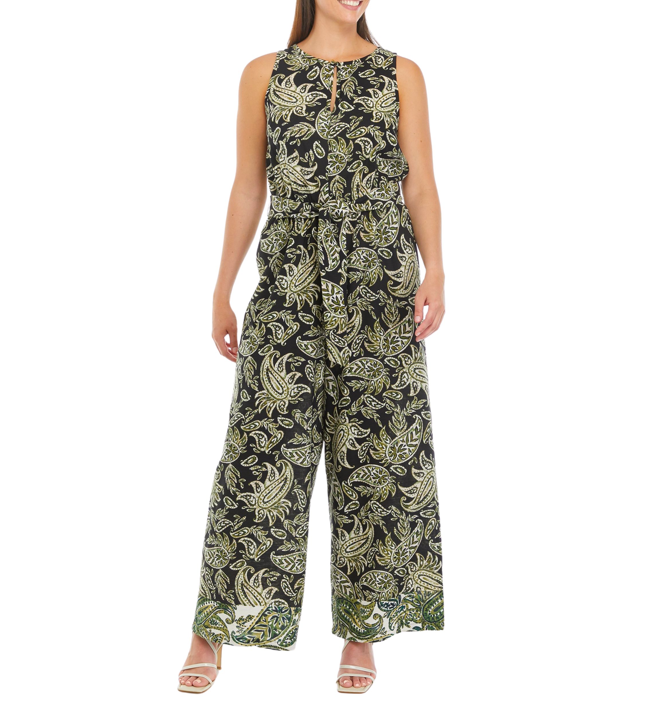 Womens Sleeveless Halter Neck Printed Jumpsuit 