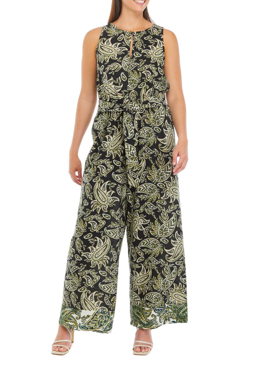 Womens Sleeveless Halter Neck Printed Jumpsuit 