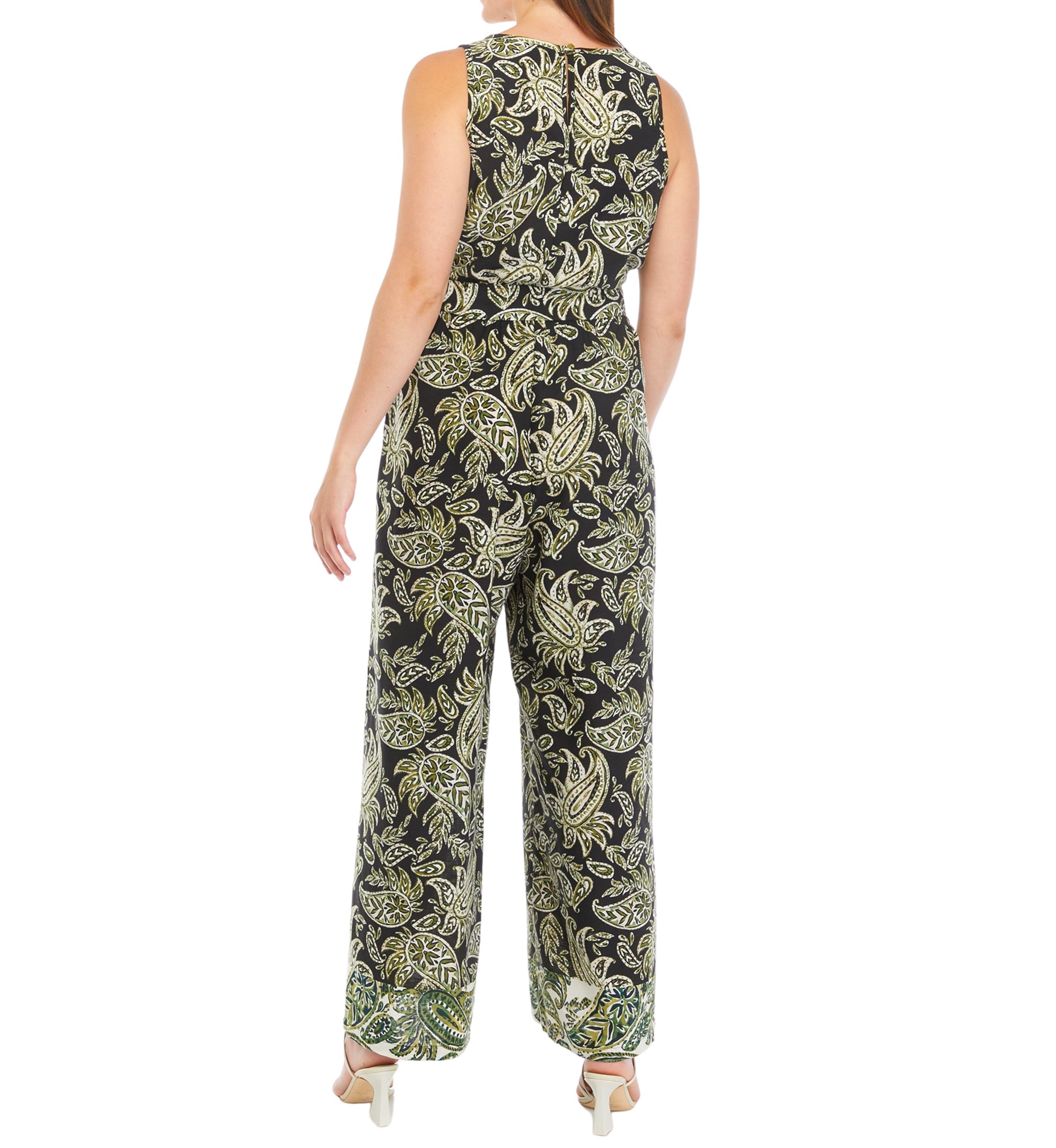 Womens Sleeveless Halter Neck Printed Jumpsuit 