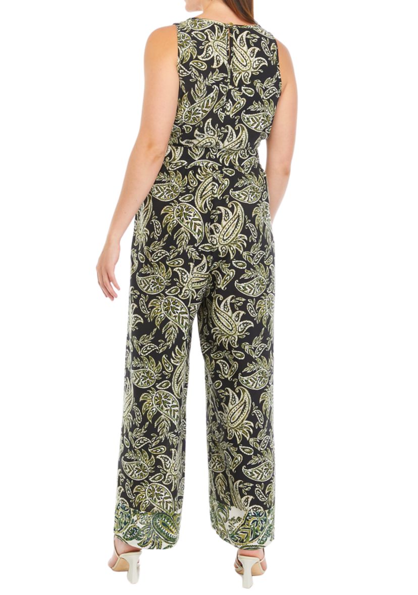 Womens Sleeveless Halter Neck Printed Jumpsuit 