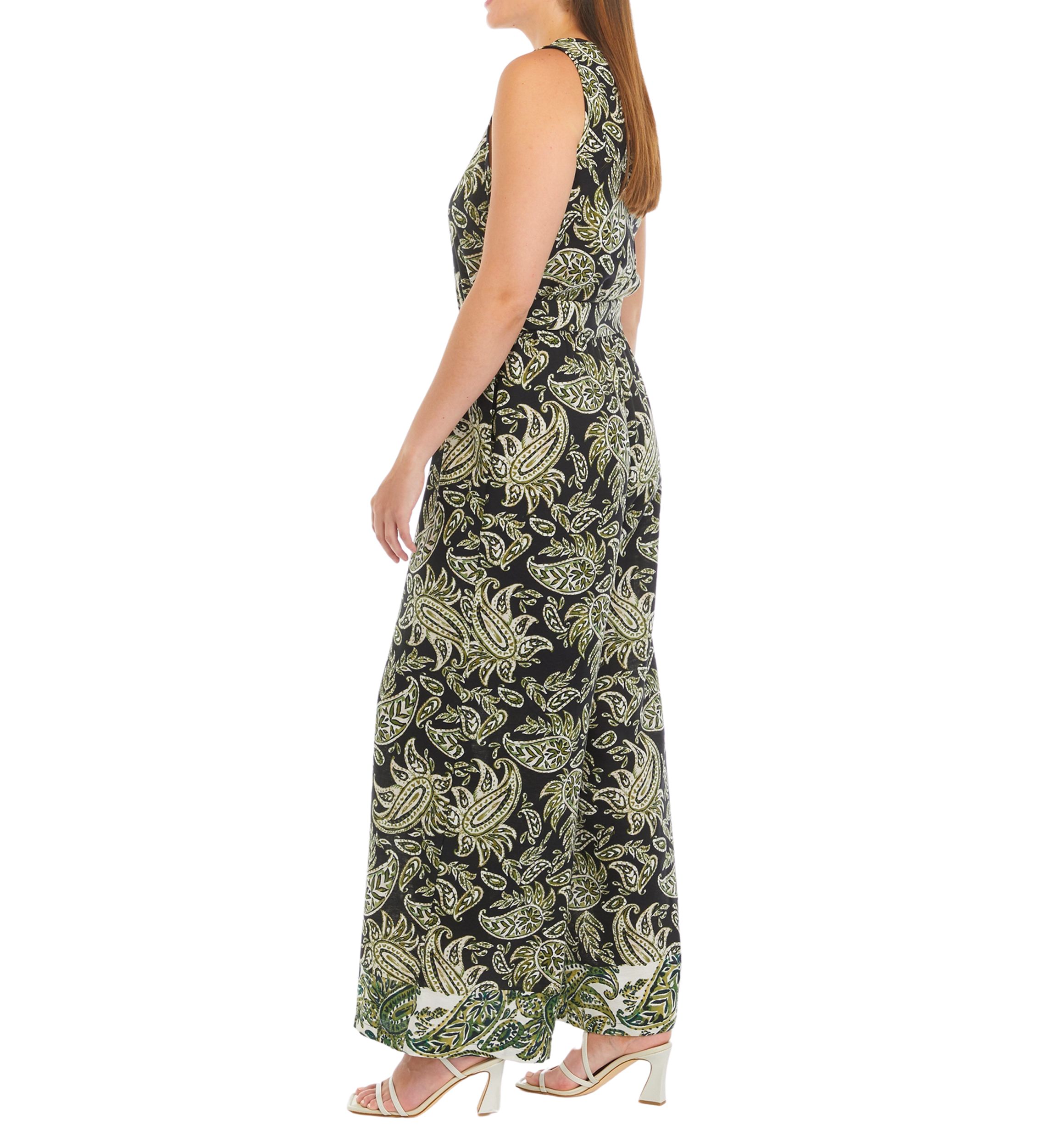 Womens Sleeveless Halter Neck Printed Jumpsuit 