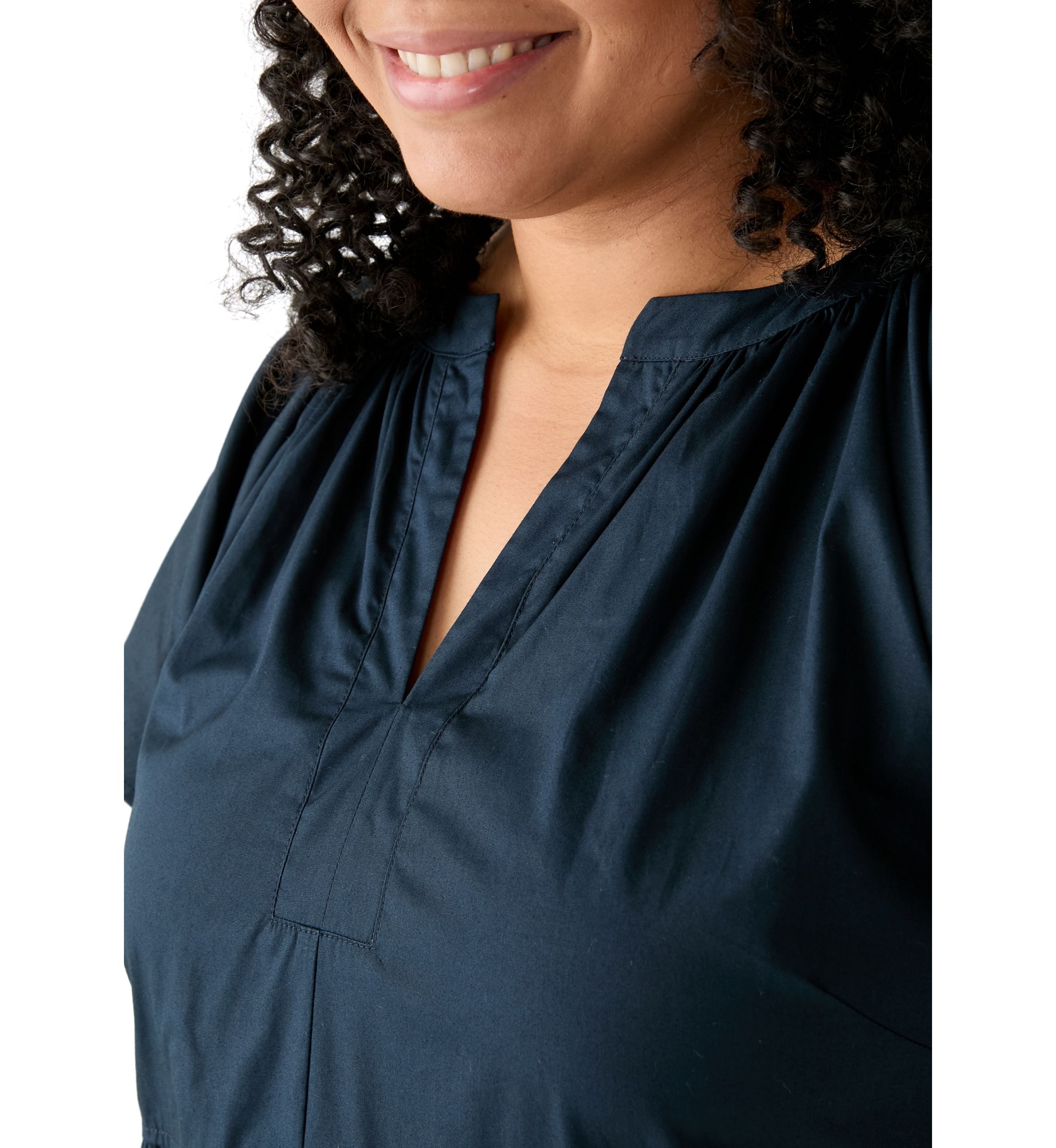 Plus Size Short Sleeve Split Neck A-Line Dress