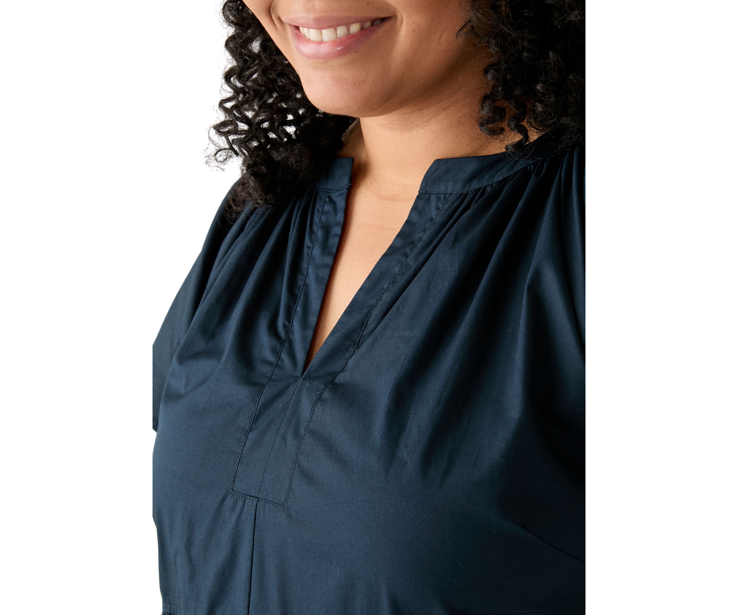 Plus Size Short Sleeve Split Neck A-Line Dress