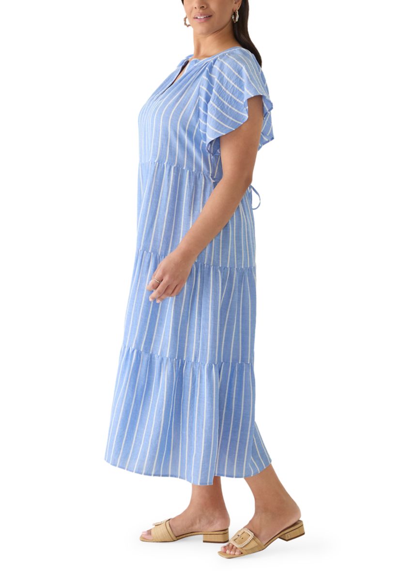 plus size striped midi dress Plus Size Striped Midi Dress