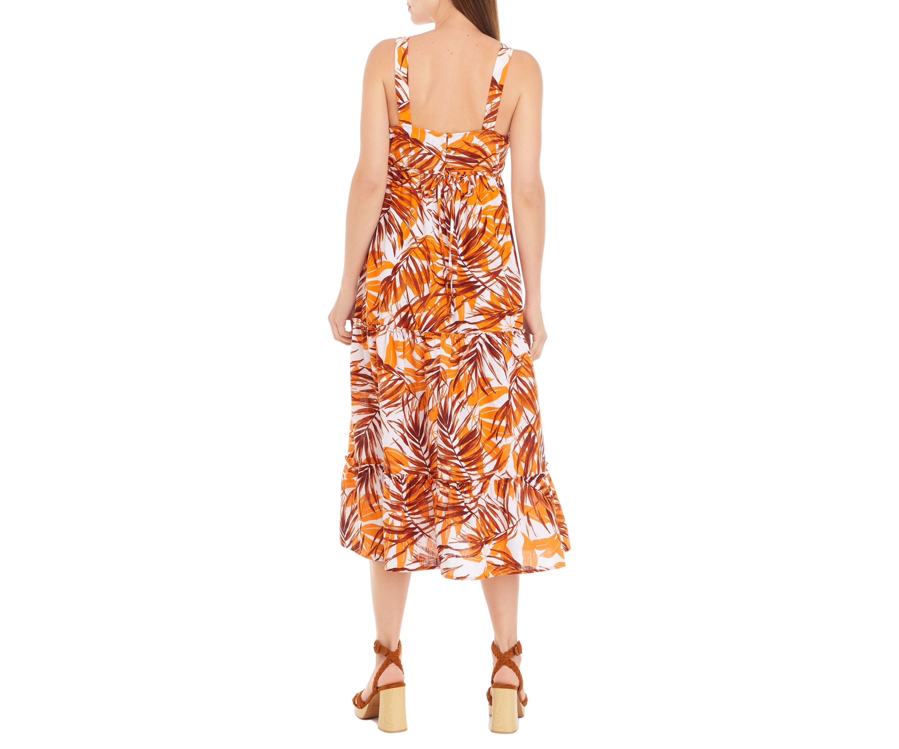 Womens Sleeveless Square Neck Printed Maxi Dress