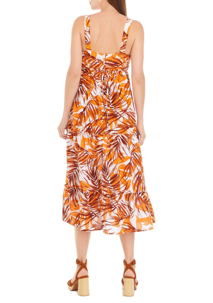 Womens Sleeveless Square Neck Printed Maxi Dress