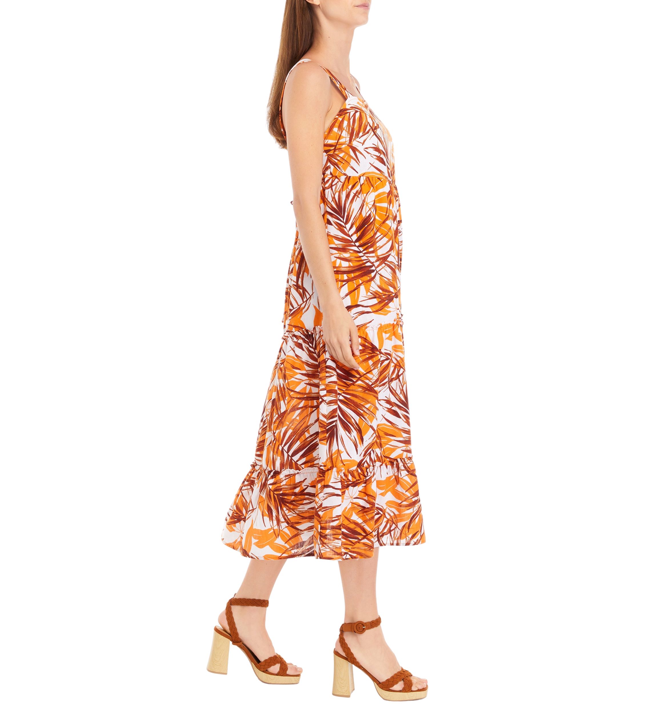 Womens Sleeveless Square Neck Printed Maxi Dress