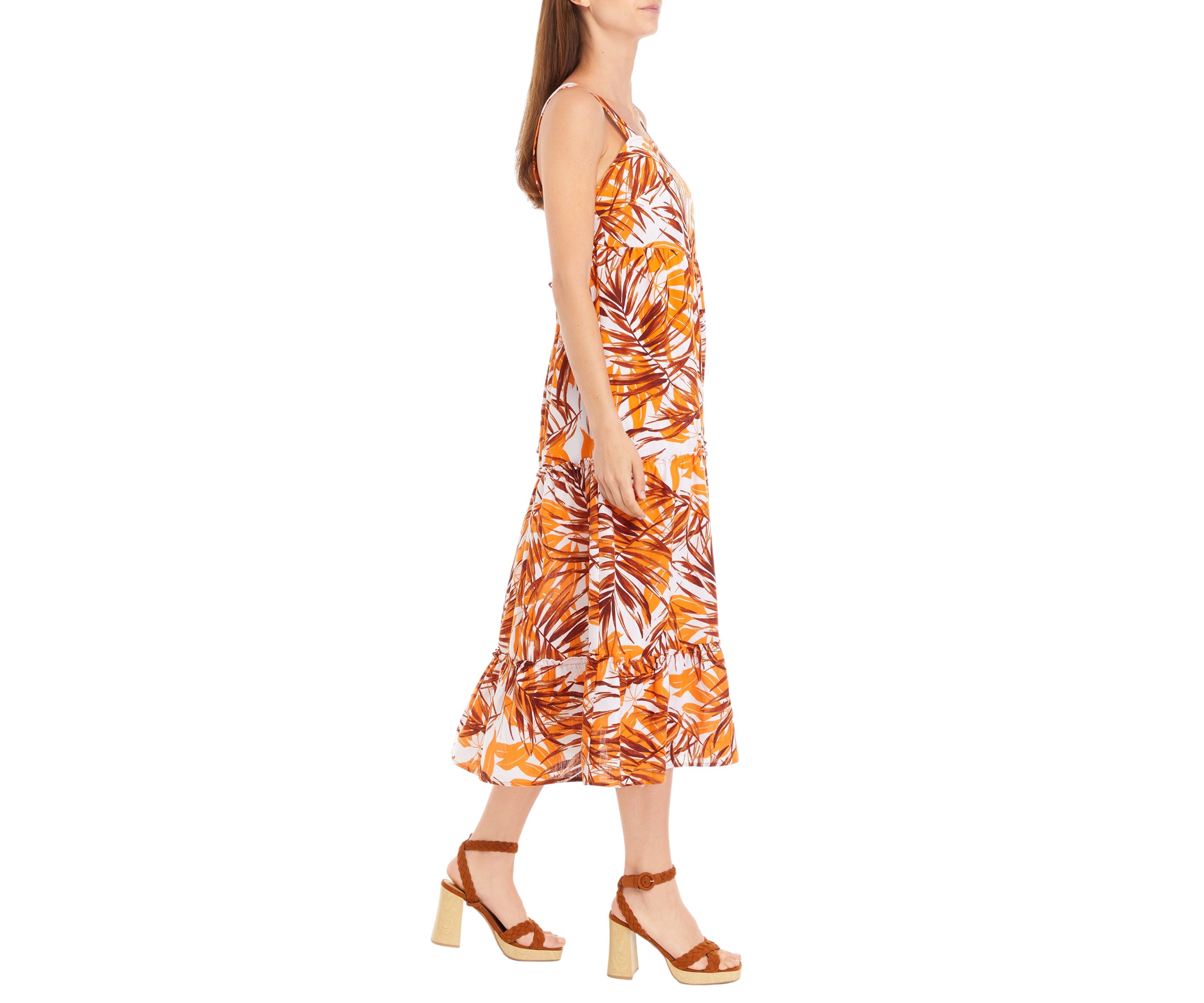 Womens Sleeveless Square Neck Printed Maxi Dress