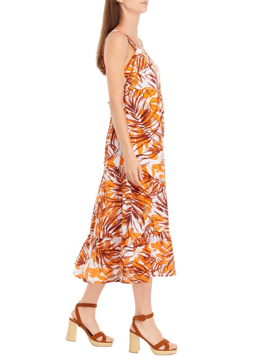 Womens Sleeveless Square Neck Printed Maxi Dress