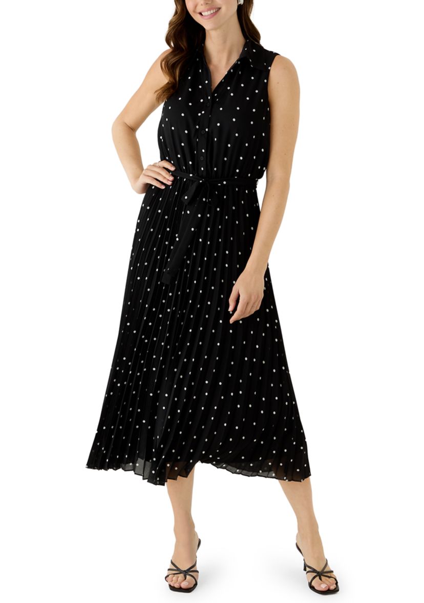 fashionable midi dresses Porcelain Wave Pleated Midi Dress L