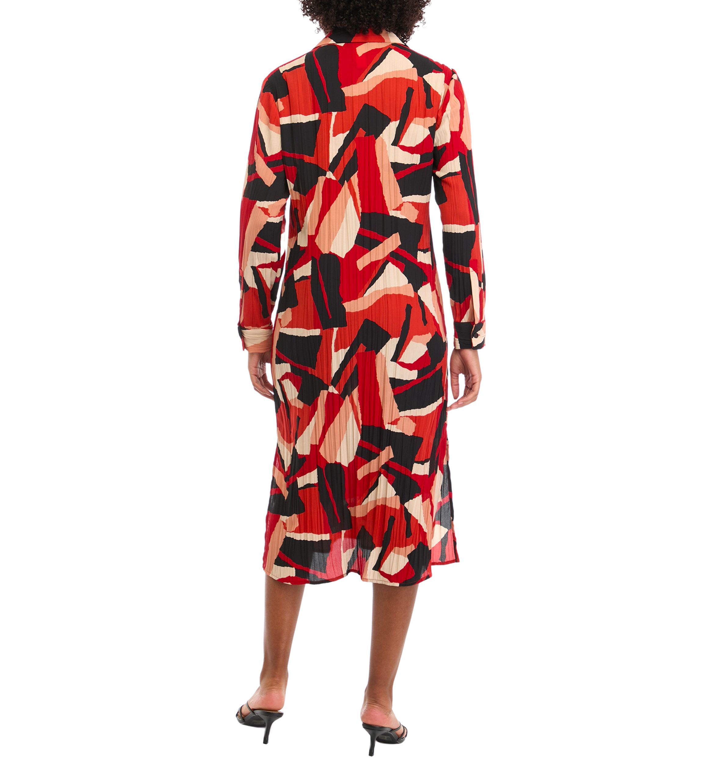 Womens Long Sleeve Crinkled Shirtdress
