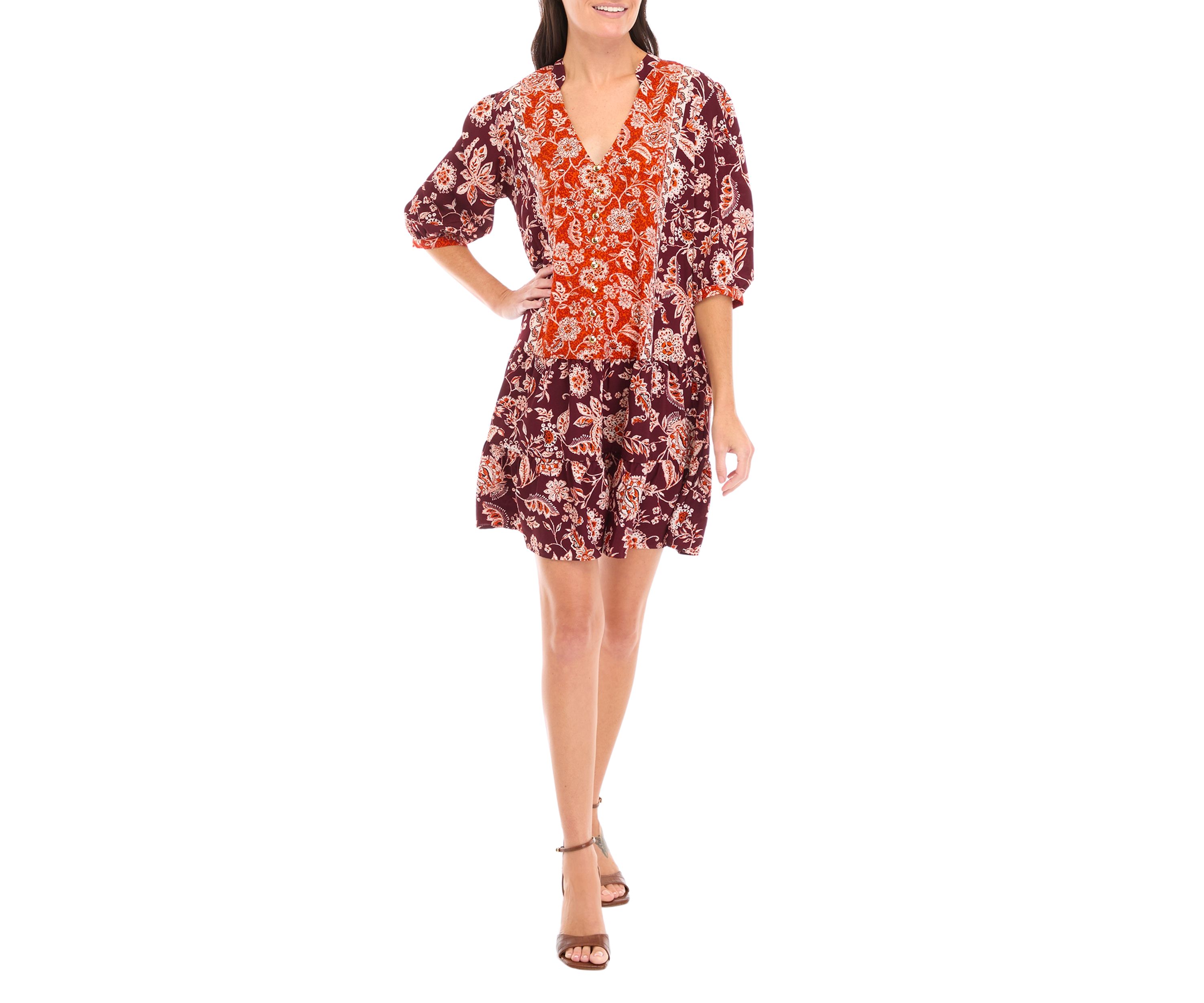 Womens Elbow Sleeve Flounce Bottom Babydoll Dress