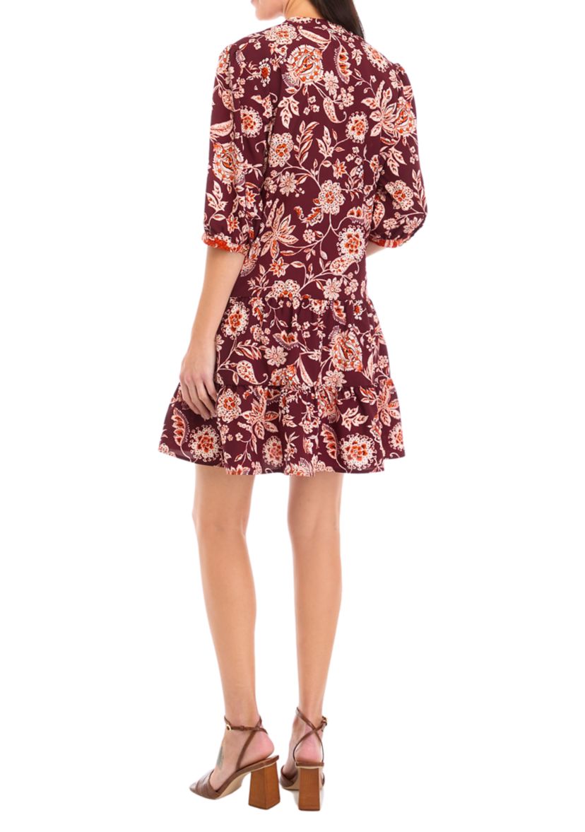 Womens Elbow Sleeve Flounce Bottom Babydoll Dress