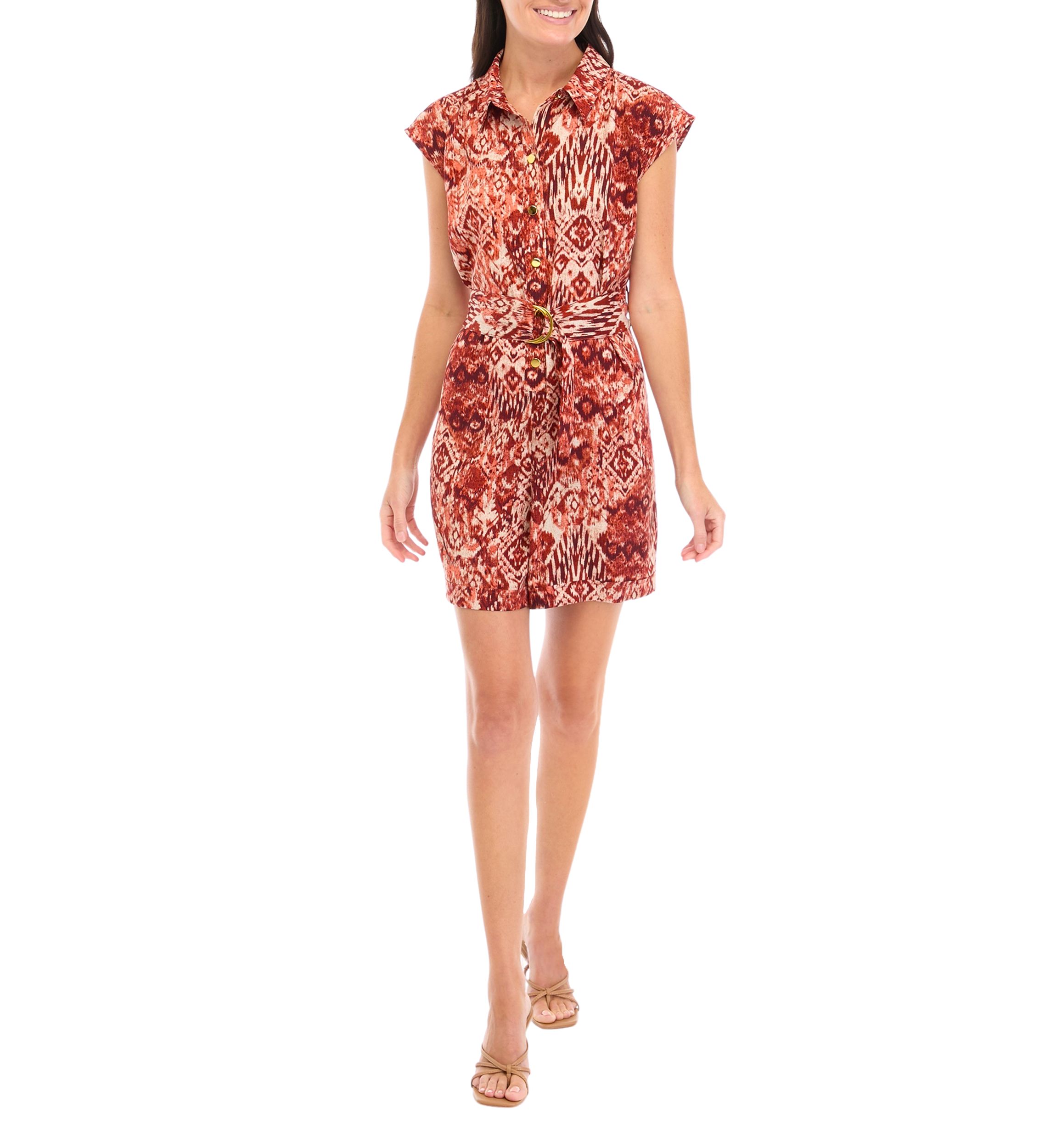 Womens Sleeveless Belted Romper