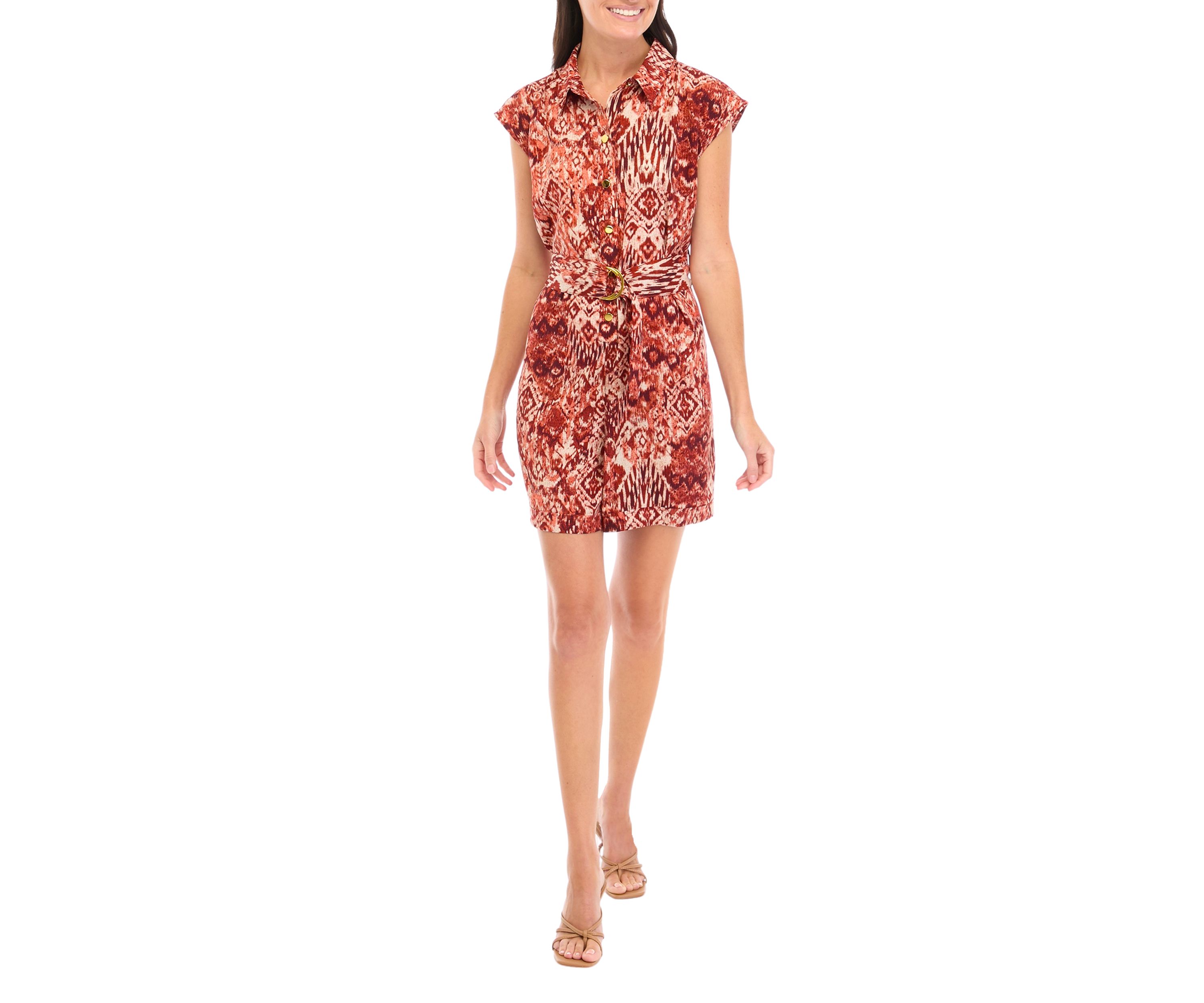 Womens Sleeveless Belted Romper