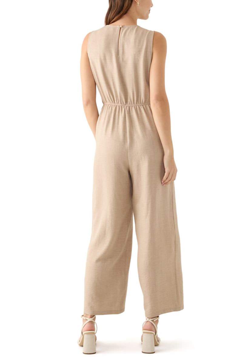 Womens Sleeveless Tie Waist V-Neck Jumpsuit