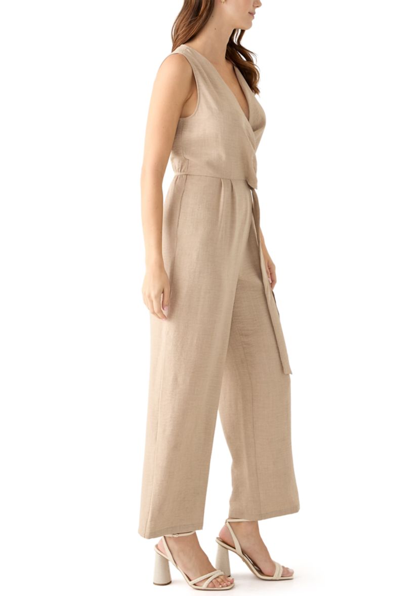 Womens Sleeveless Tie Waist V-Neck Jumpsuit