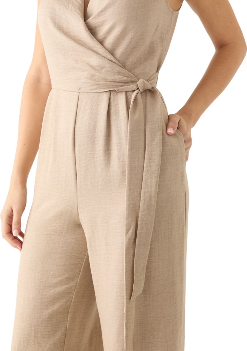 Womens Sleeveless Tie Waist V-Neck Jumpsuit
