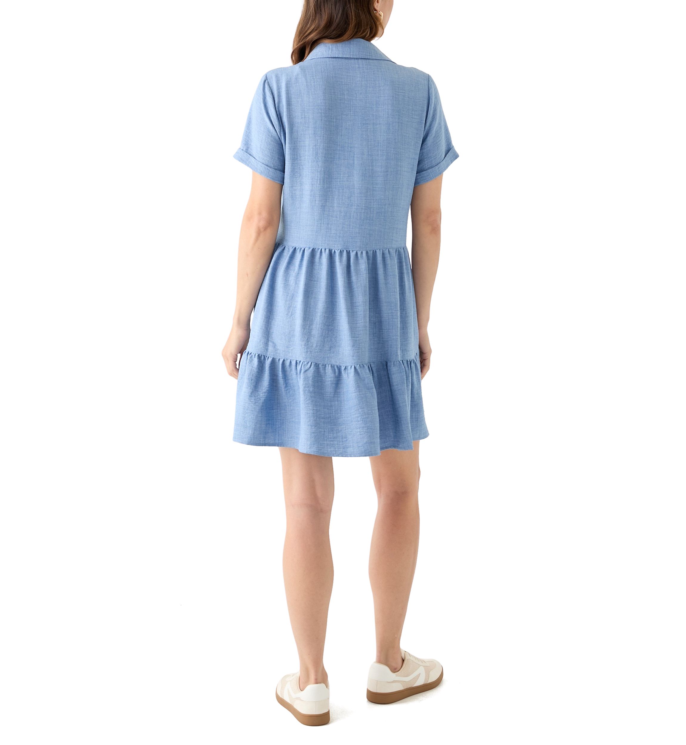 Womens Short Sleeve Collar Neck Babydoll Dress