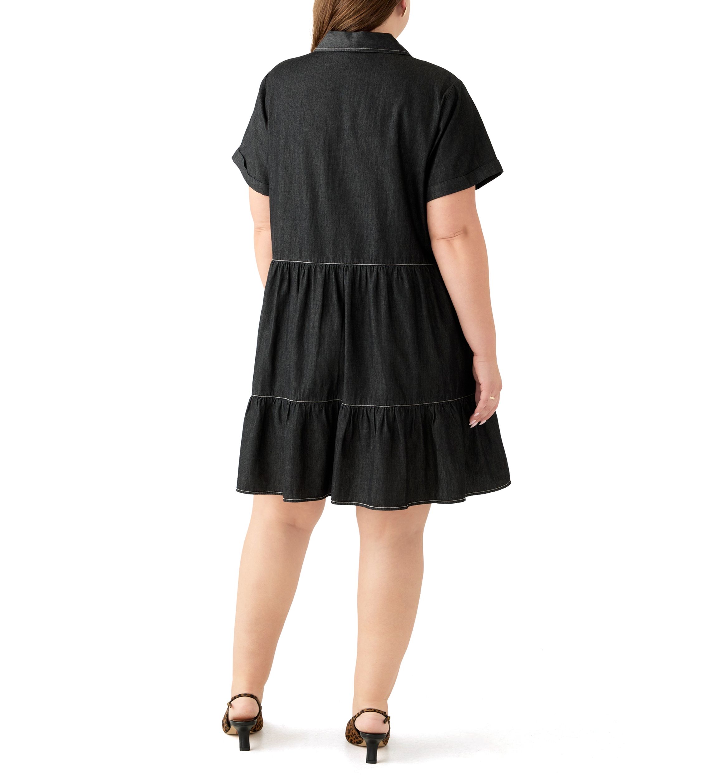Plus Size Collared Denim Mini Dress
