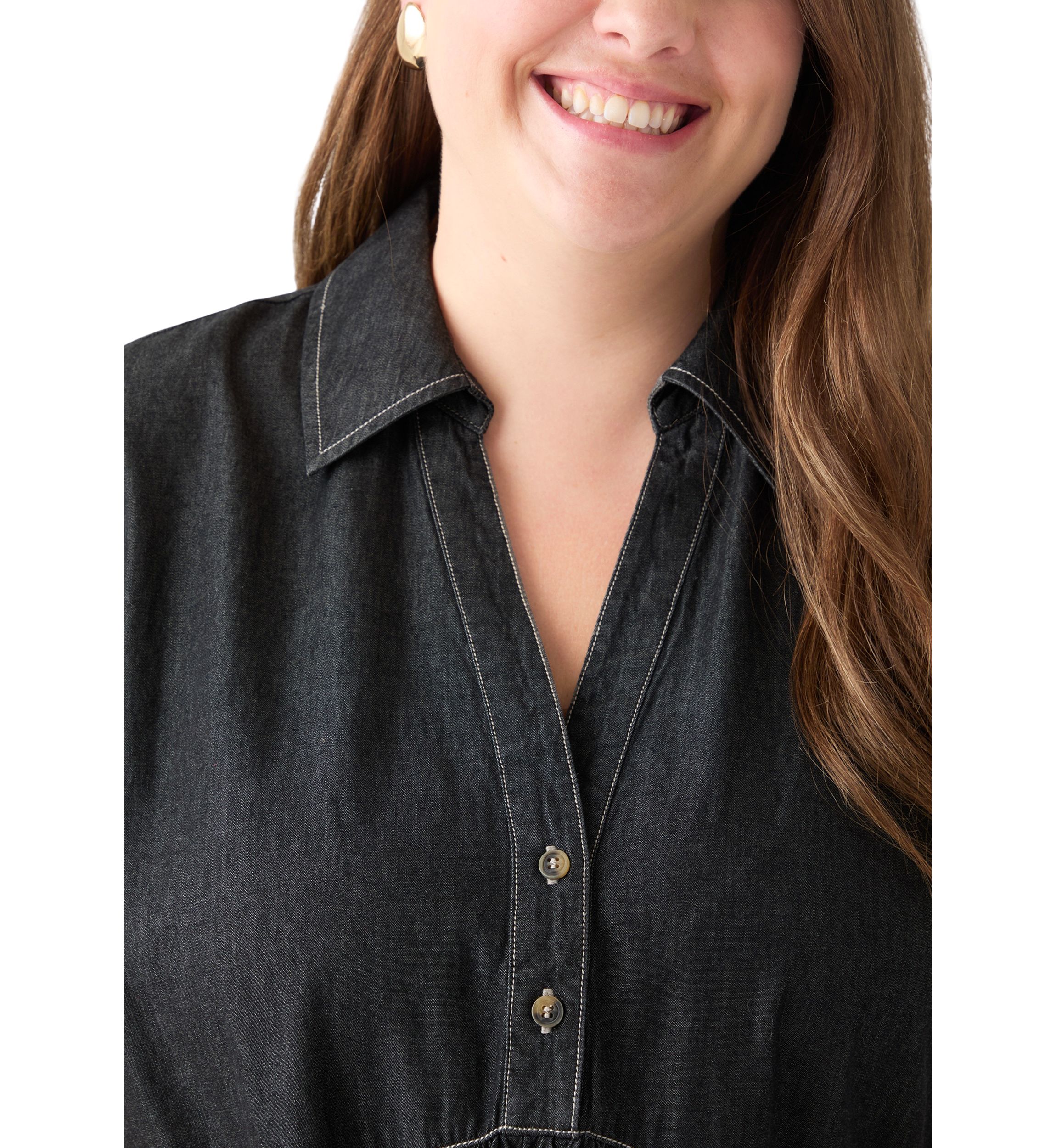 Plus Size Collared Denim Mini Dress
