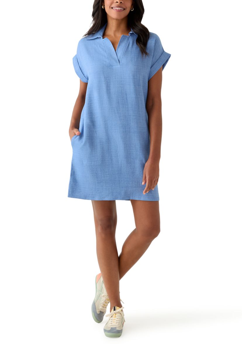 Womens Short Sleeve V-Neck Mini Dress