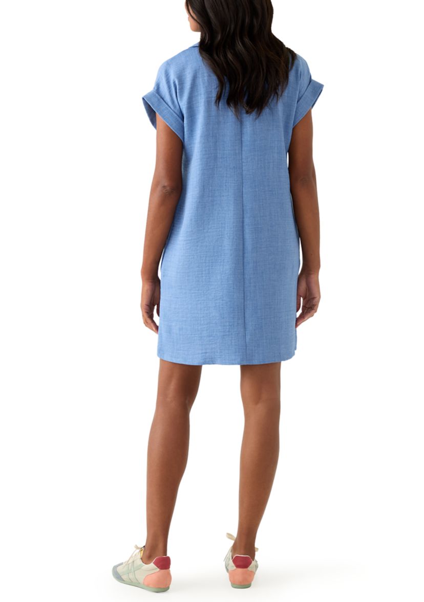 Womens Short Sleeve V-Neck Mini Dress