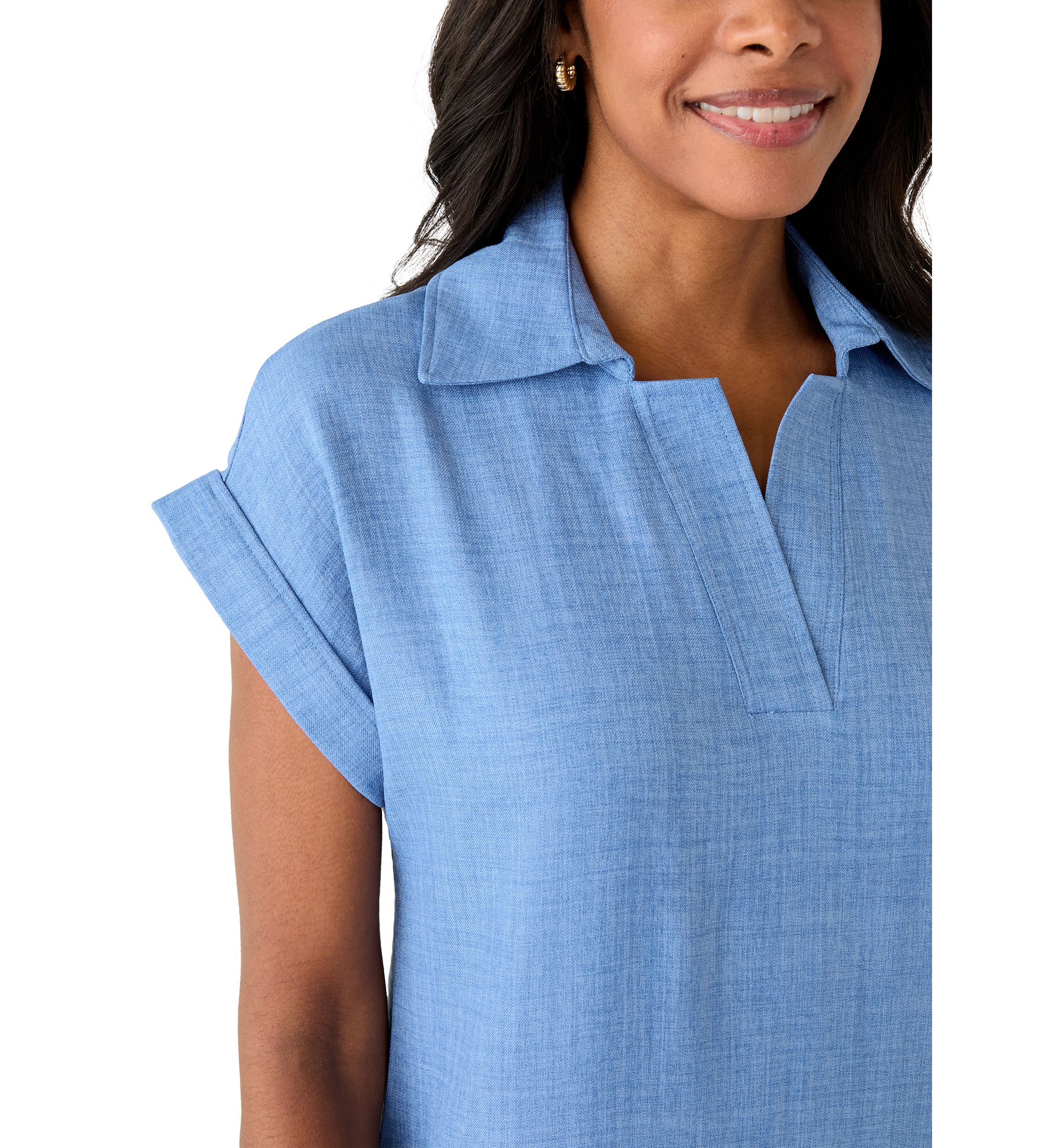 Womens Short Sleeve V-Neck Mini Dress