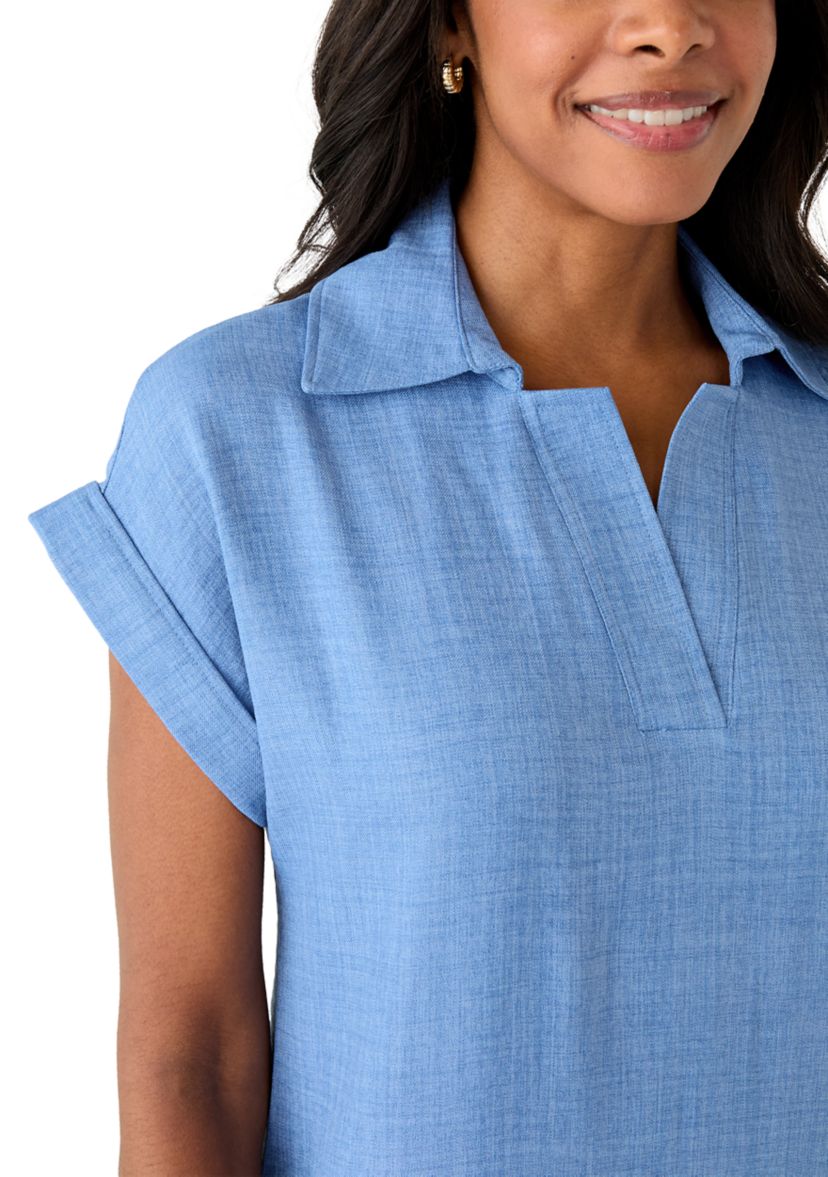 Womens Short Sleeve V-Neck Mini Dress