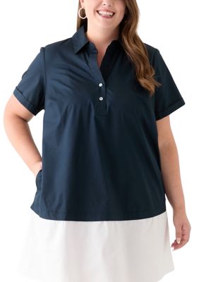 Emma & Michelle Women's Plus Size Short Sleeve V-Neck Cotton A-Line Dress, 2X