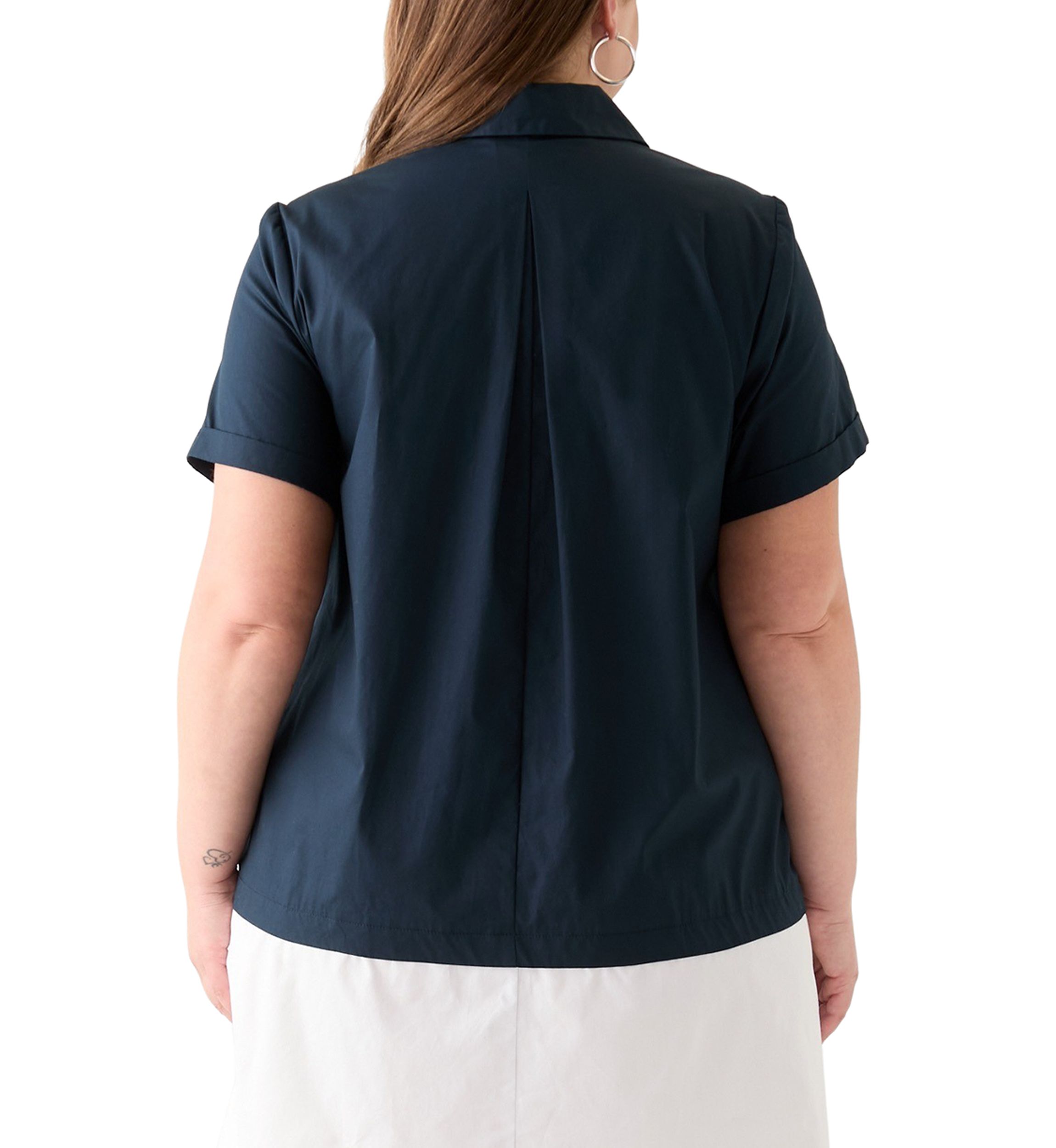 Plus Size Short Sleeve V-Neck  Cotton A-Line Dress