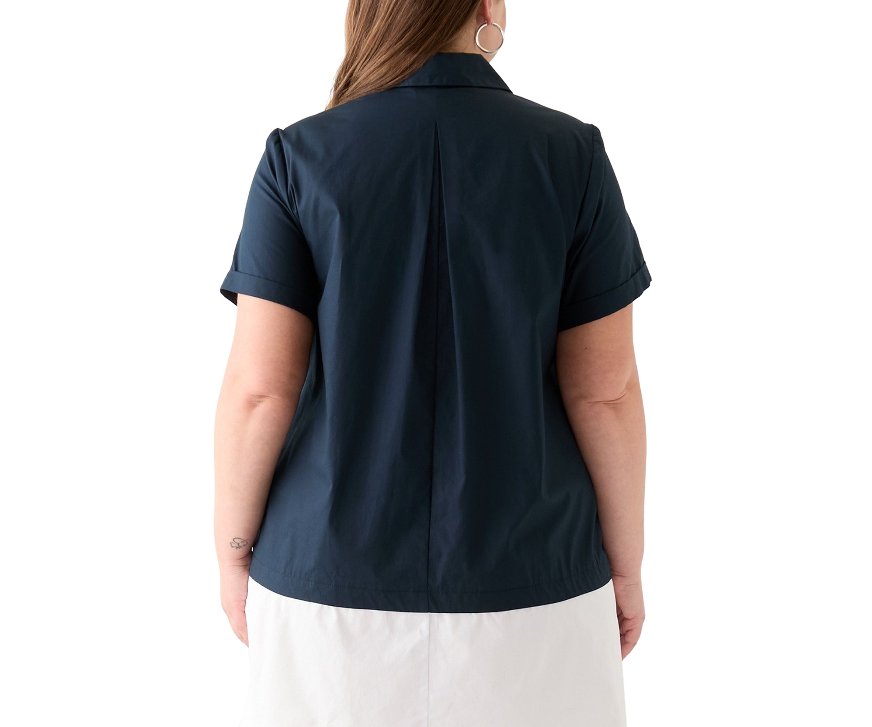 Plus Size Short Sleeve V-Neck  Cotton A-Line Dress