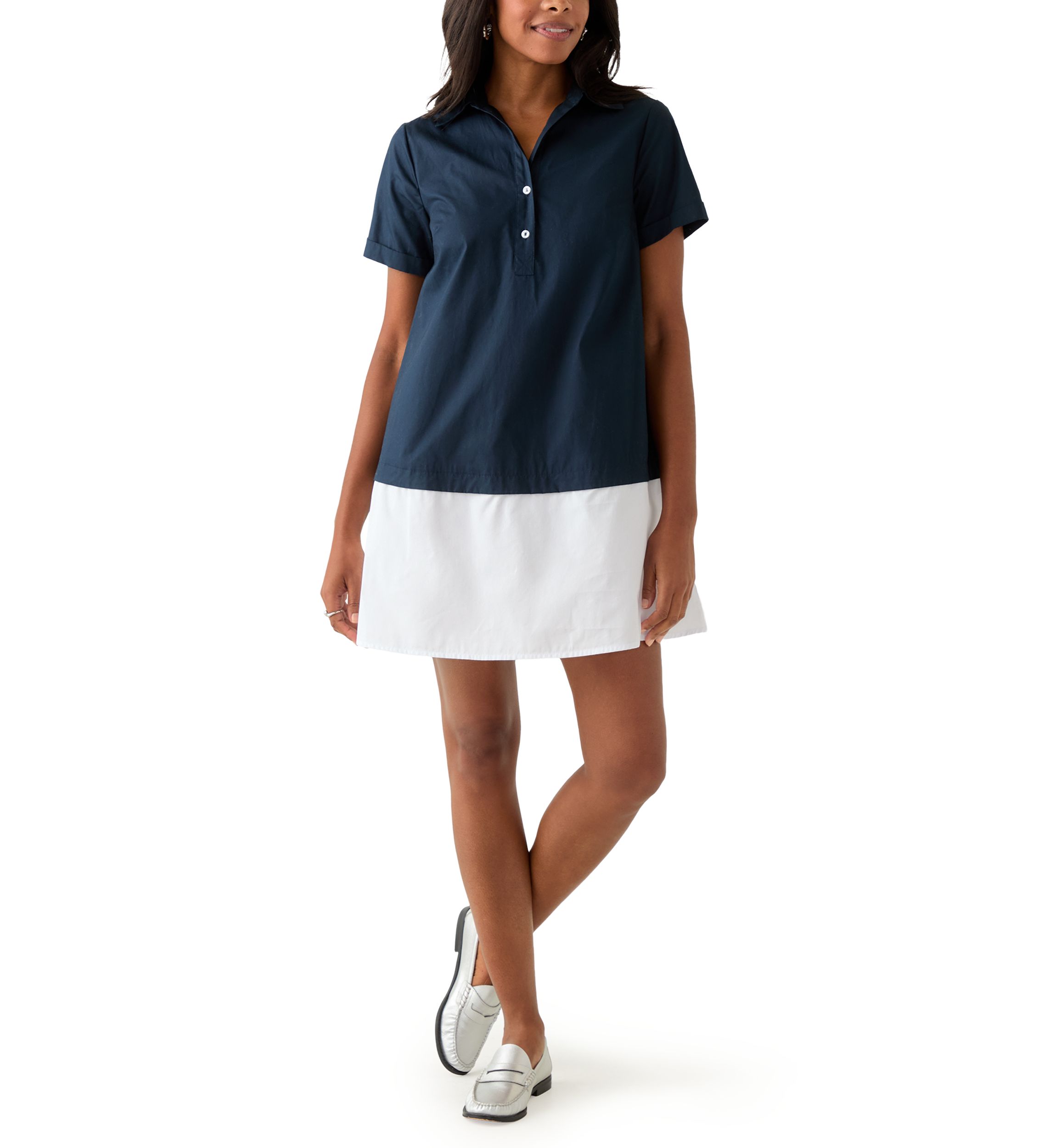 Womens Short Sleeve Color Block Polo Dress