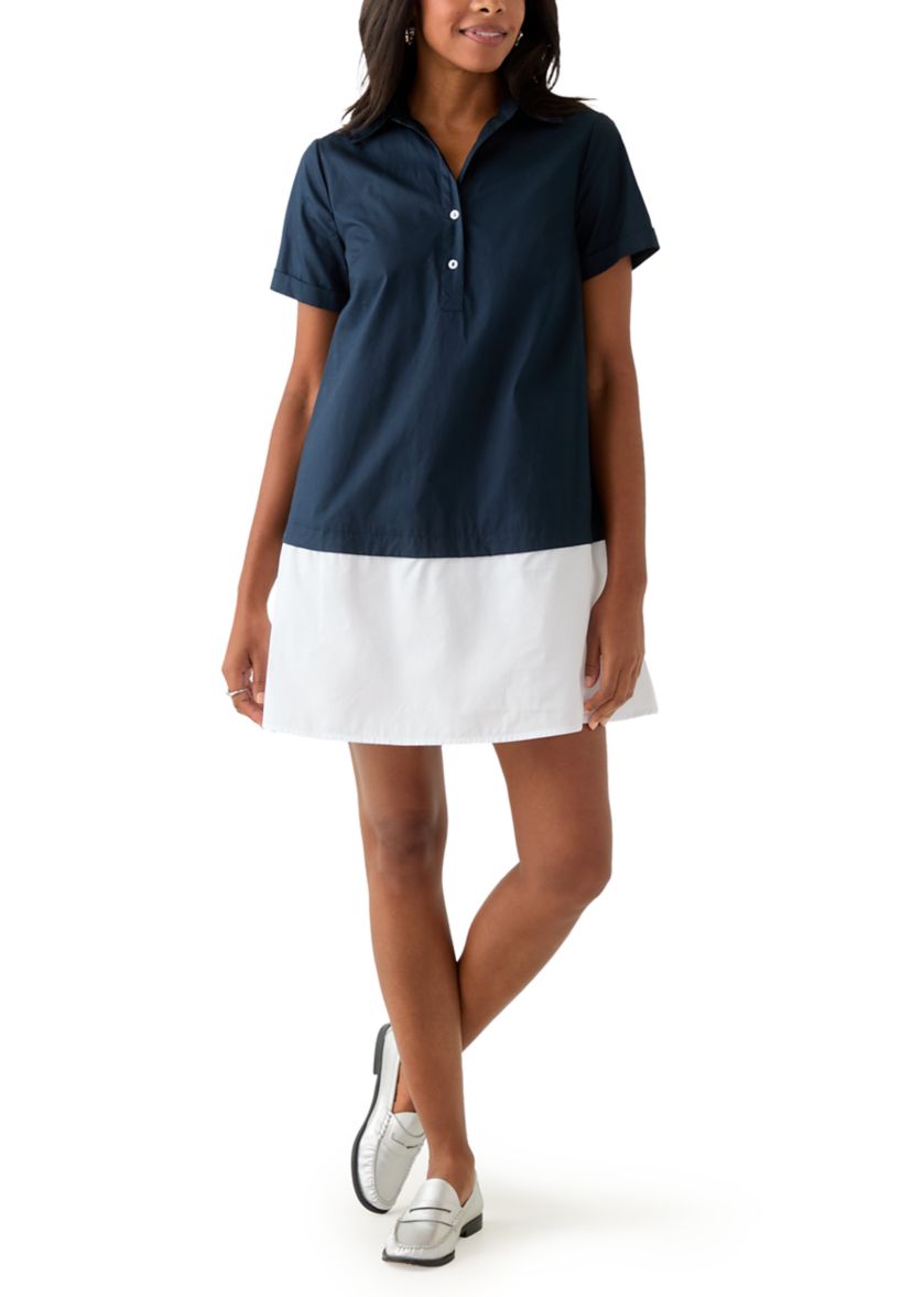 Womens Short Sleeve Color Block Polo Dress