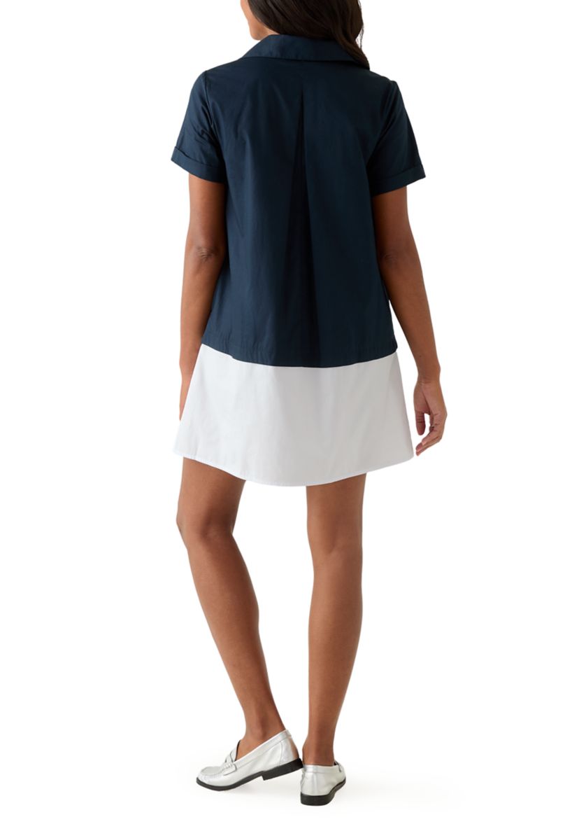 Womens Short Sleeve Color Block Polo Dress