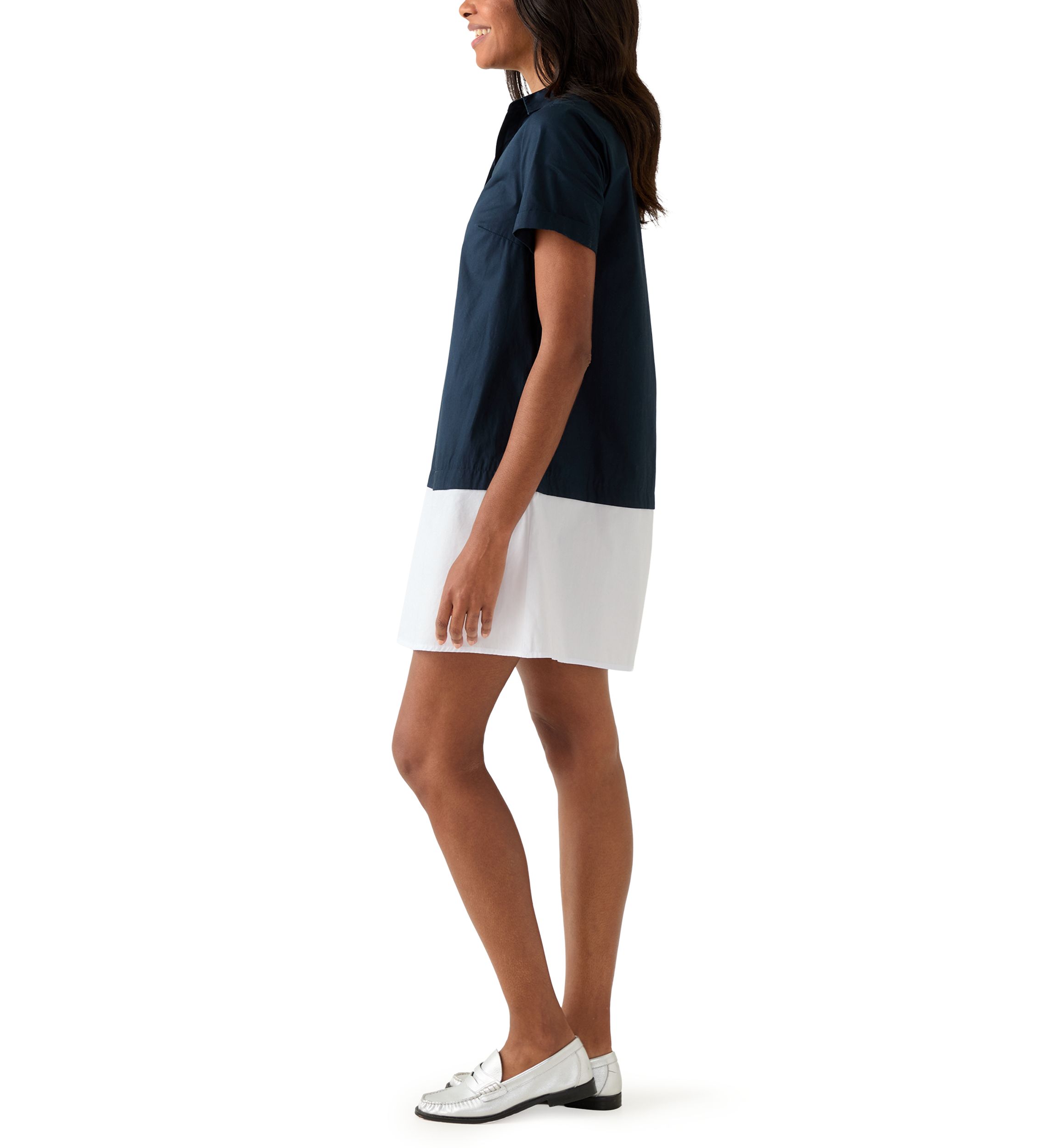 Womens Short Sleeve Color Block Polo Dress