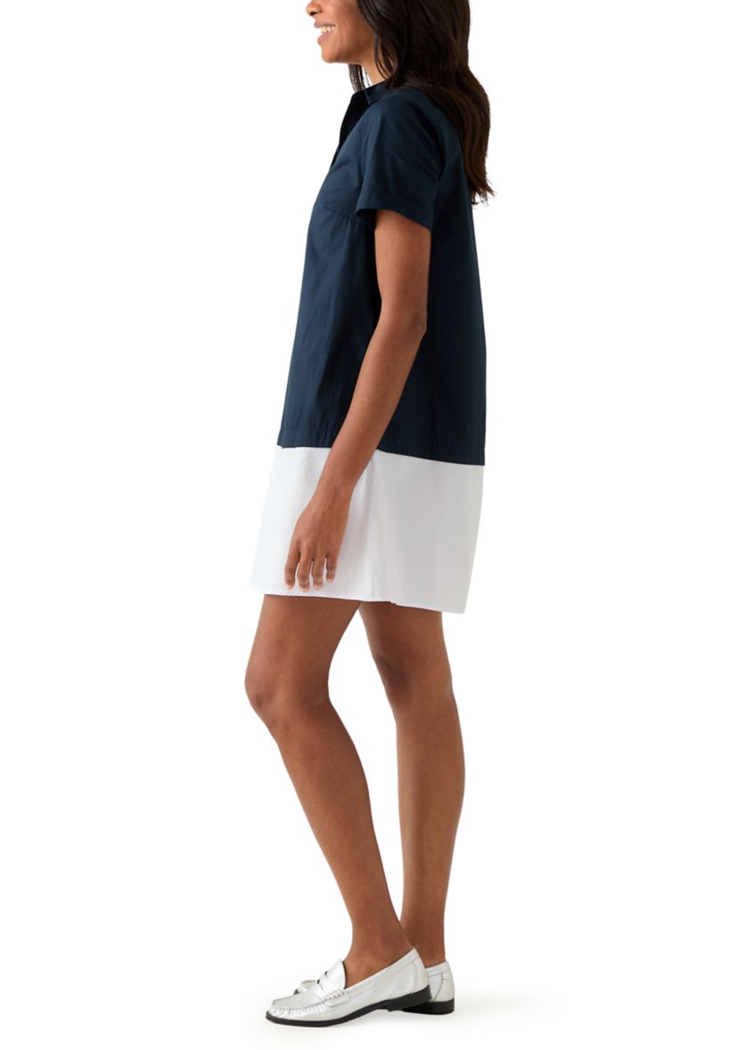 Womens Short Sleeve Color Block Polo Dress