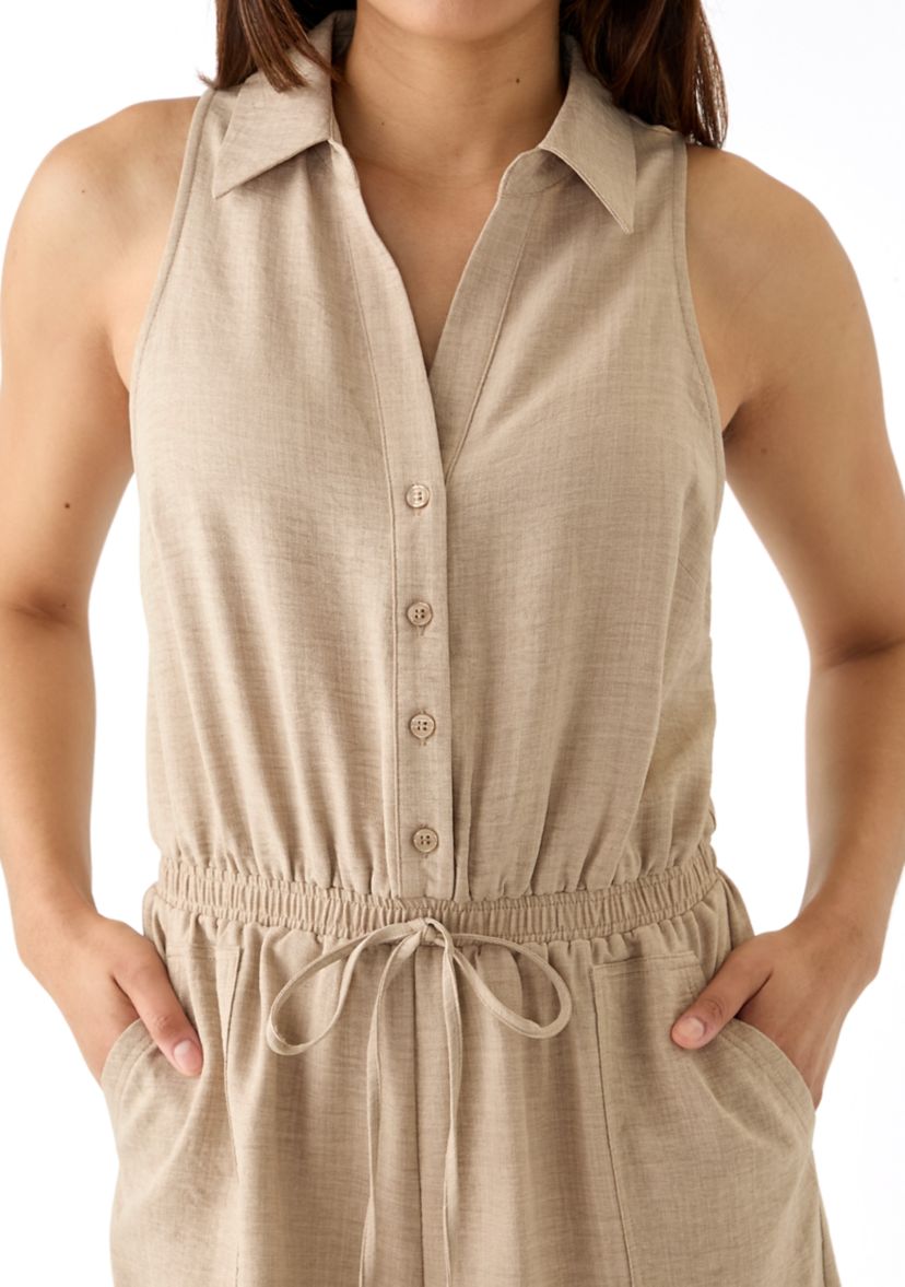 Womens Sleeveless Collared Romper 