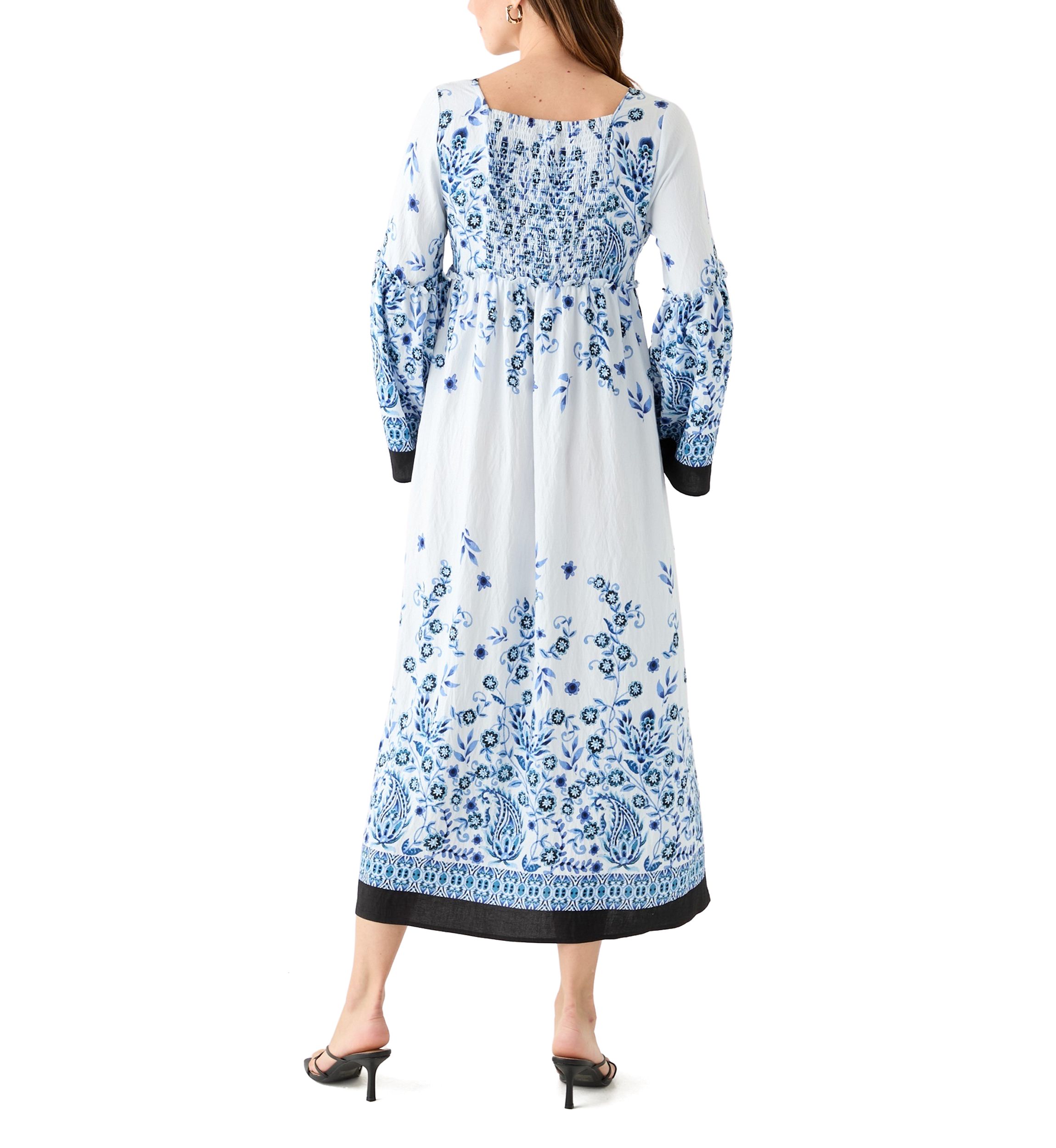 Womens Long Bell Sleeve Floral Maxi Dress