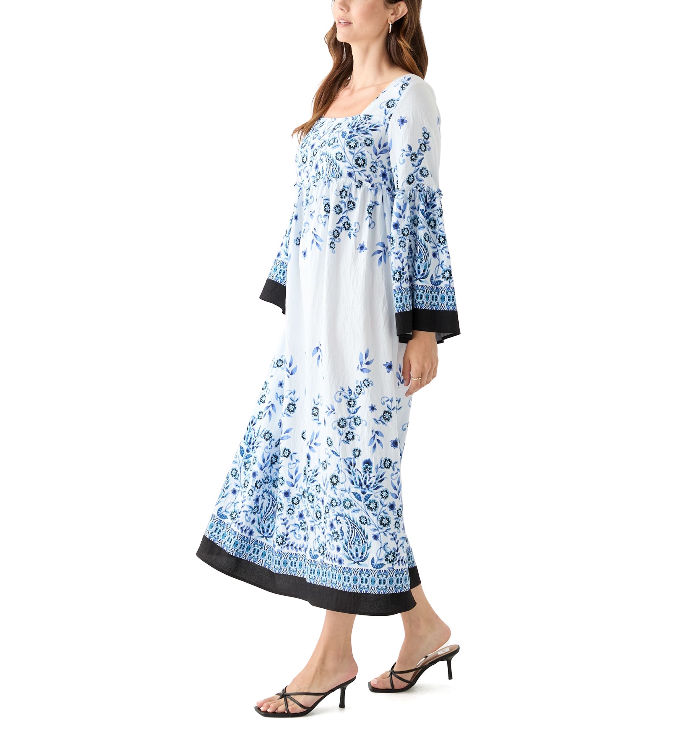 Womens Long Bell Sleeve Floral Maxi Dress