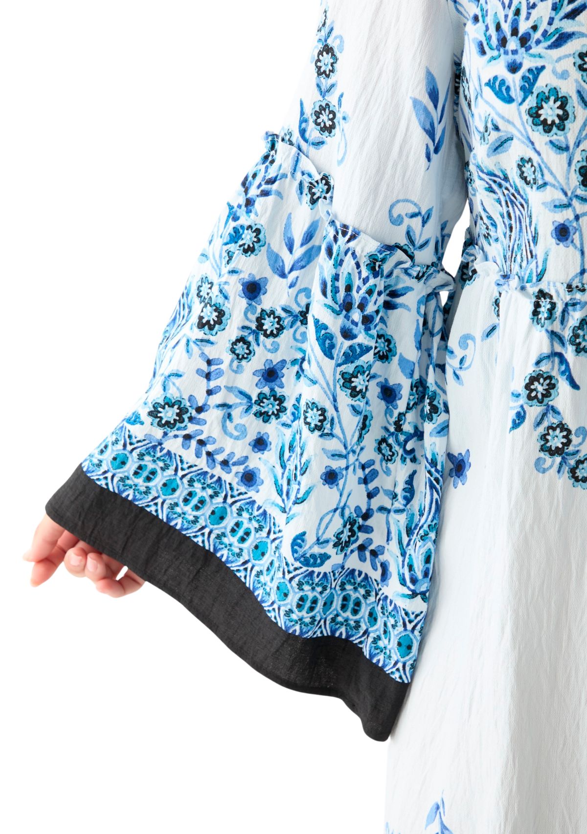 Plus Size Bell Sleeve Square Neck Floral Print Maxi Dress