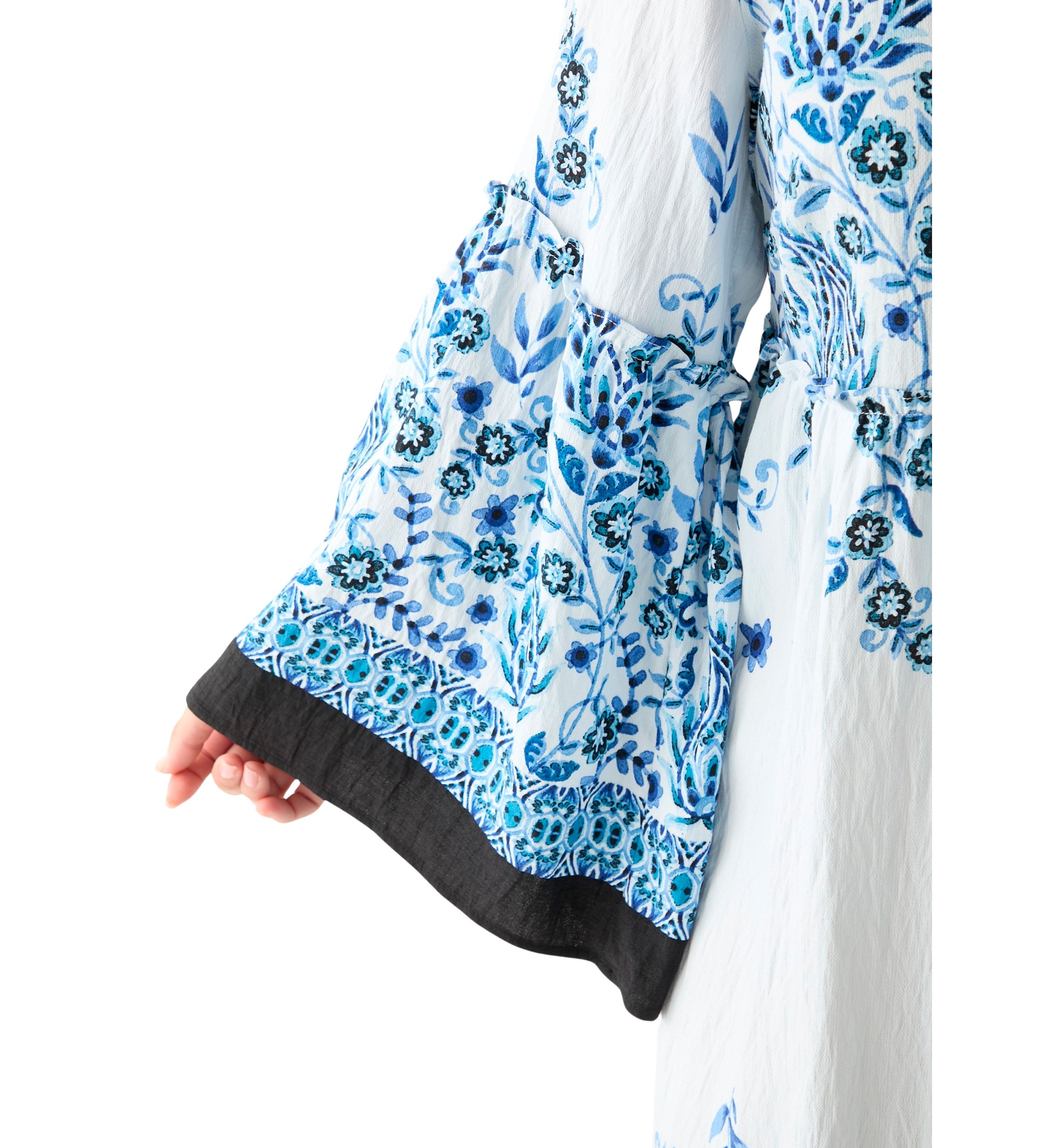 Plus Size Bell Sleeve Square Neck Floral Print Maxi Dress
