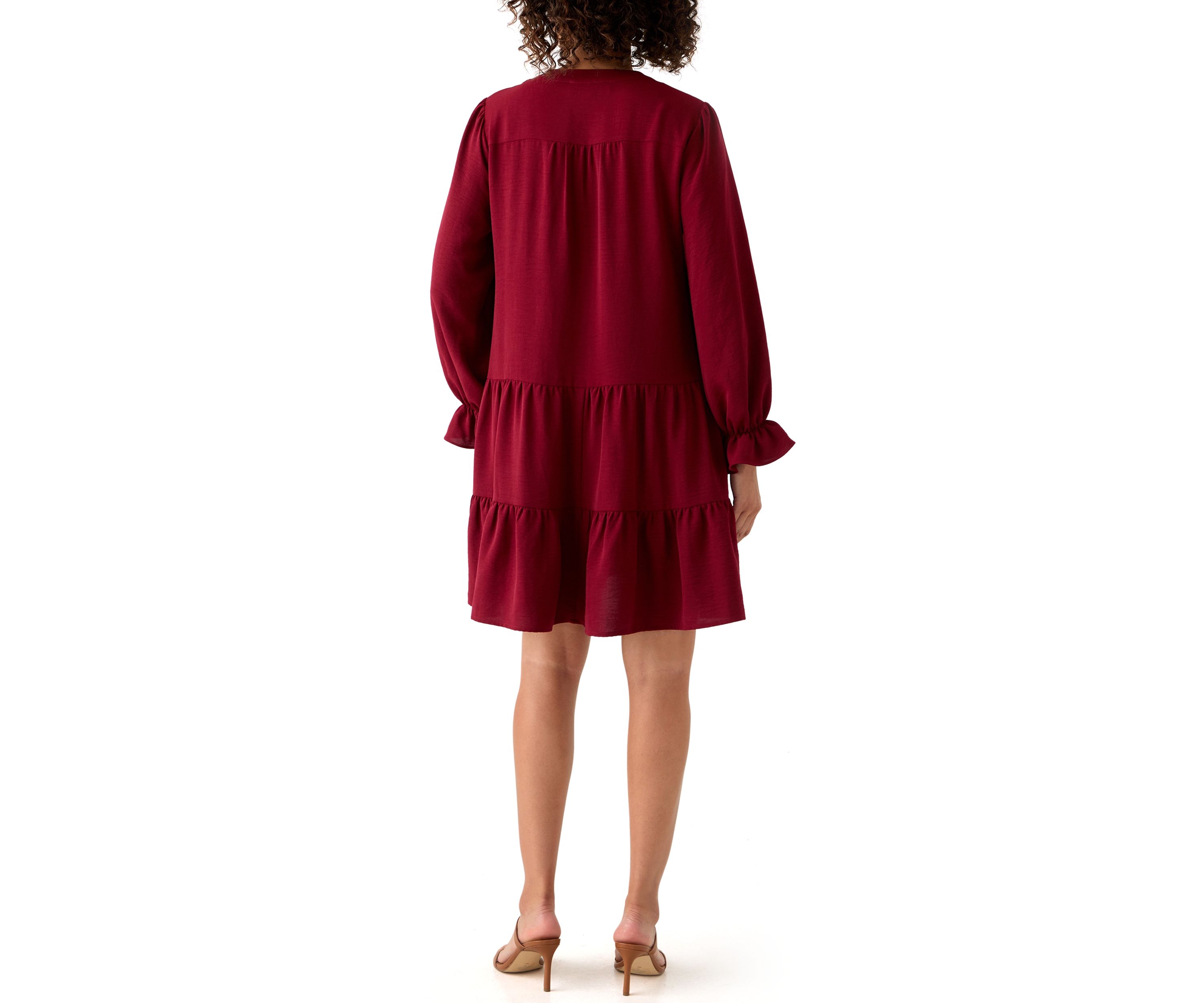 Womens Long Sleeve Solid Airflow A-Line Dress
