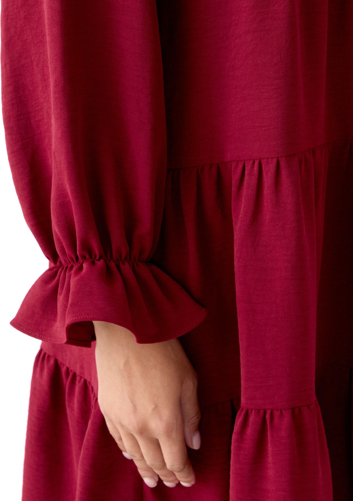 Womens Long Sleeve Solid Airflow A-Line Dress