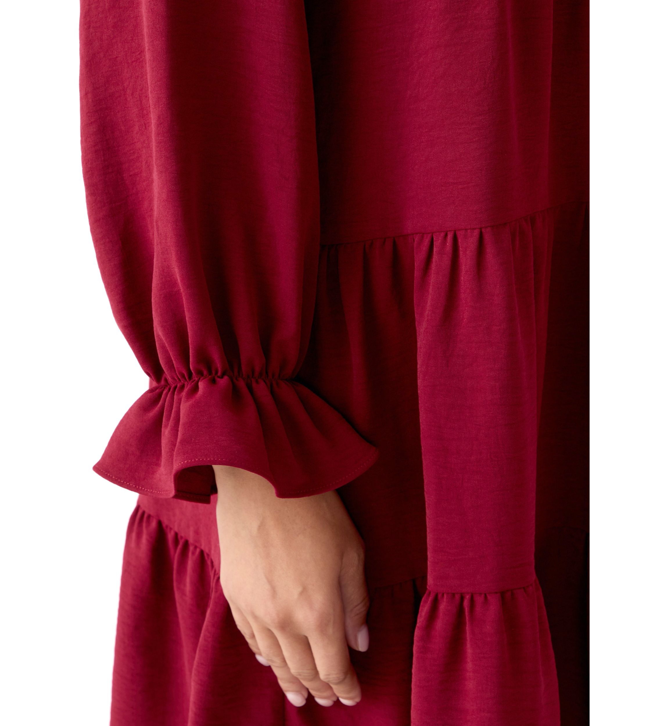 Womens Long Sleeve Solid Airflow A-Line Dress