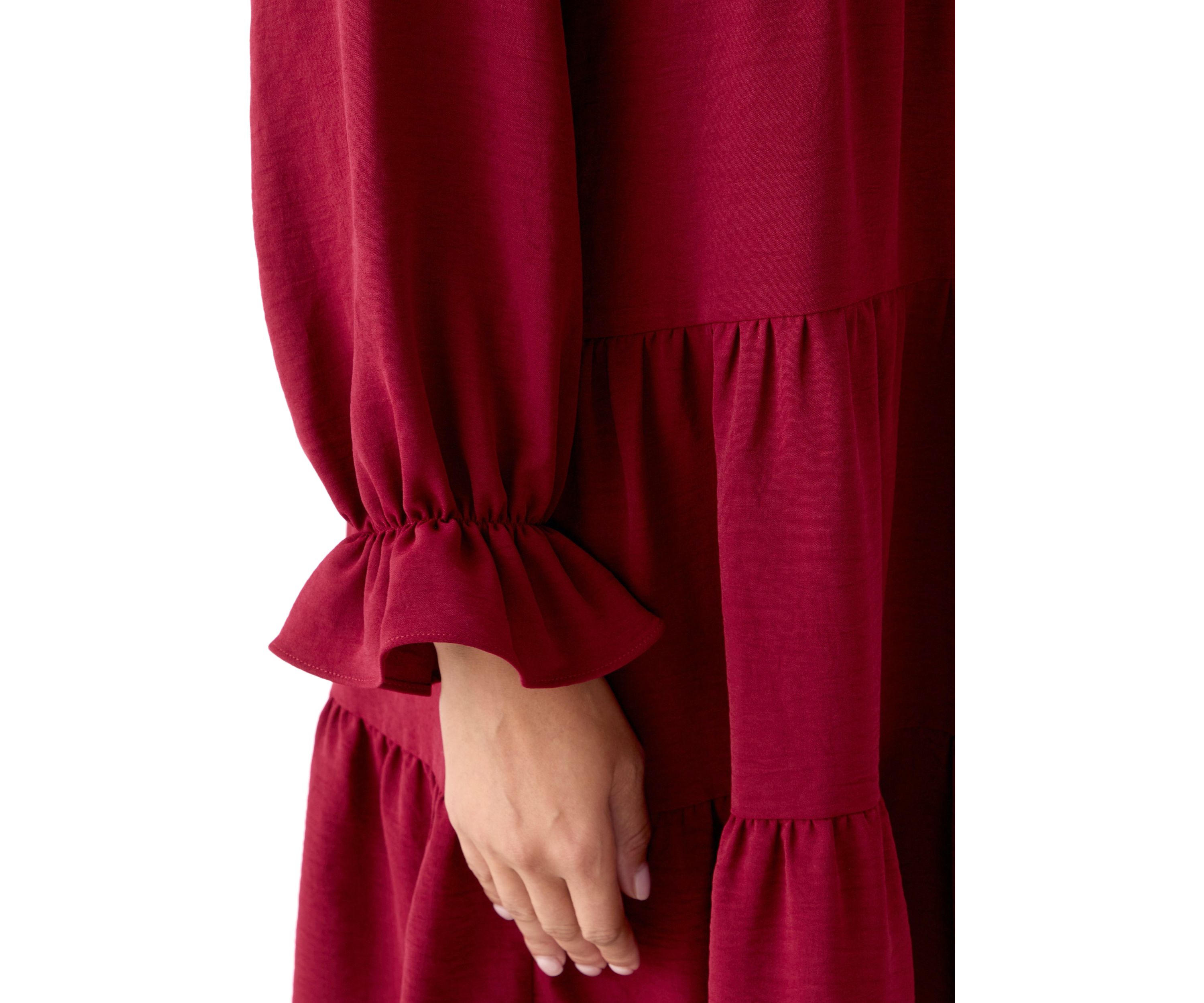 Womens Long Sleeve Solid Airflow A-Line Dress