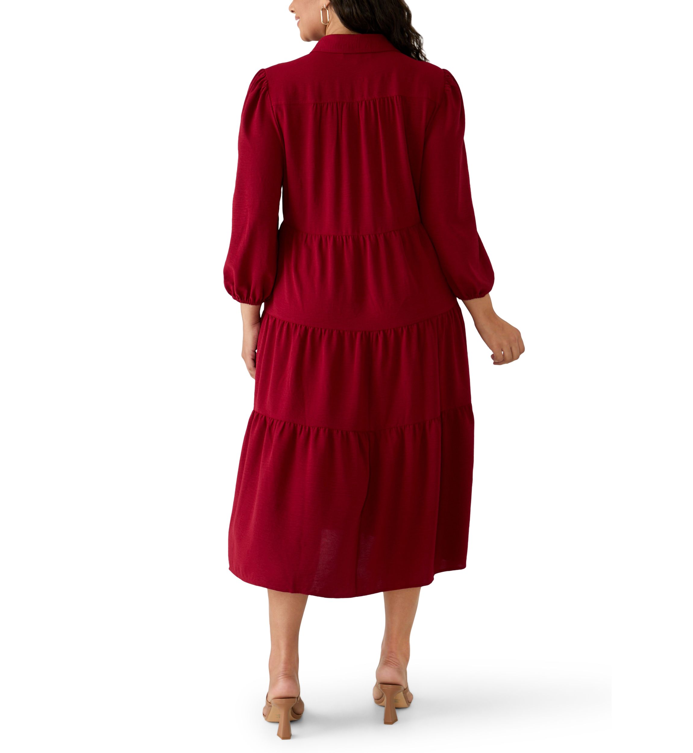 plus size long red dress with sleeves Ruched Sleeve Midi Winery / 3XL size long sleeve long dance dresses with pleats. Plus Size Red Dress Guide:
