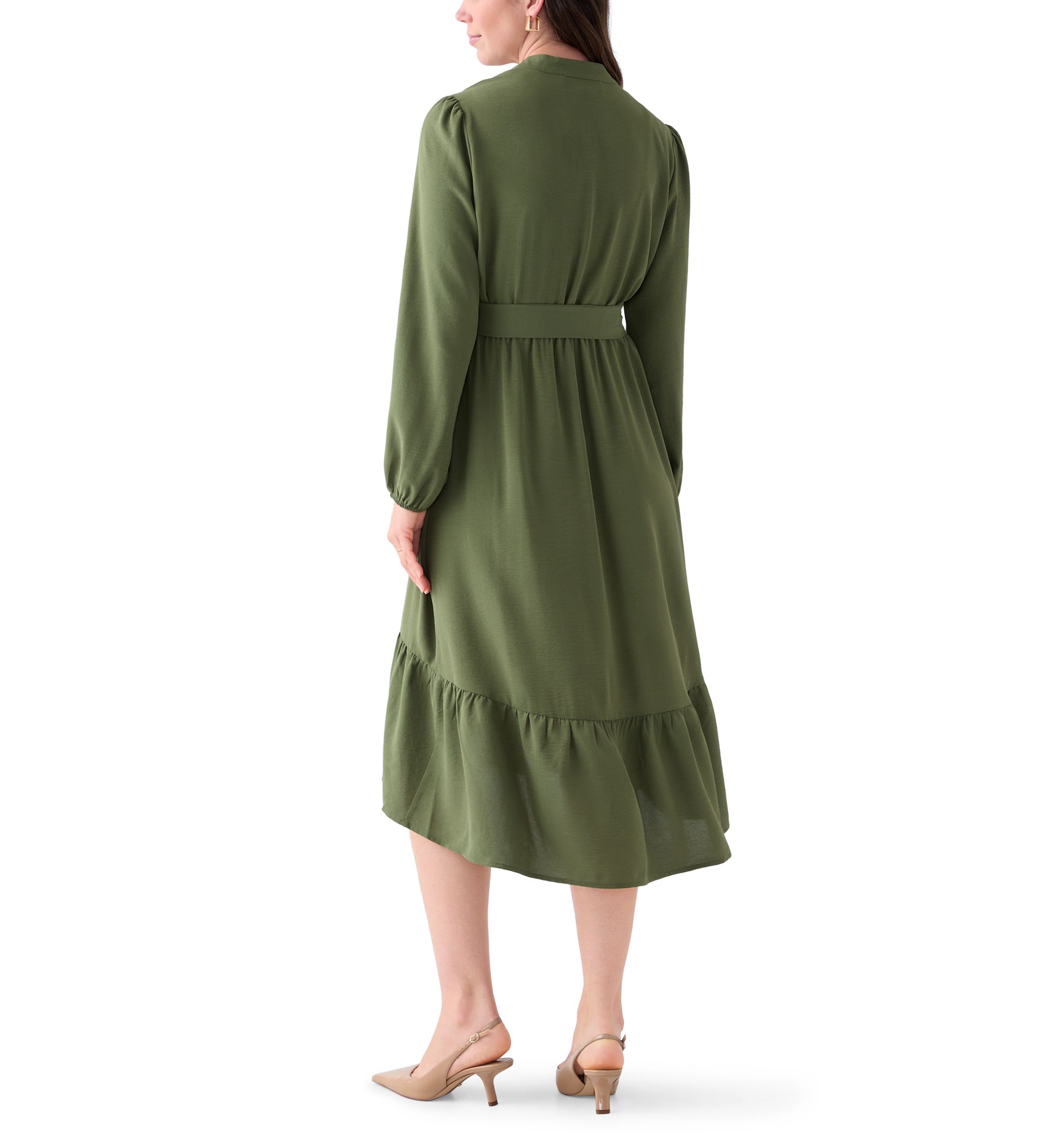Womens Long Sleeve Airflow Midi Dress